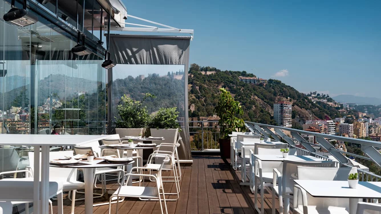 Ático rooftop AC Hotel Málaga Palacio panorámica 360