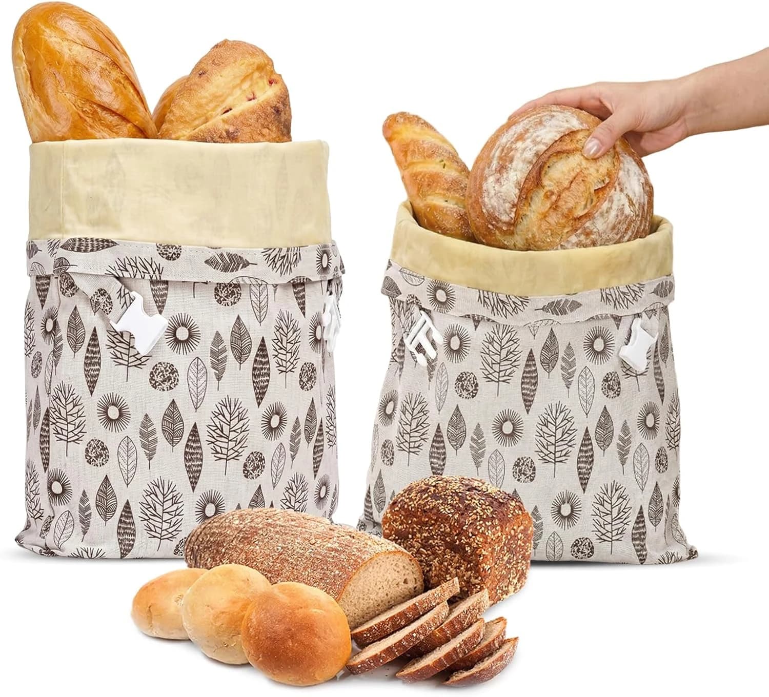2 Bolsas para pan reutilizables de cera de abeja 43×33 cm