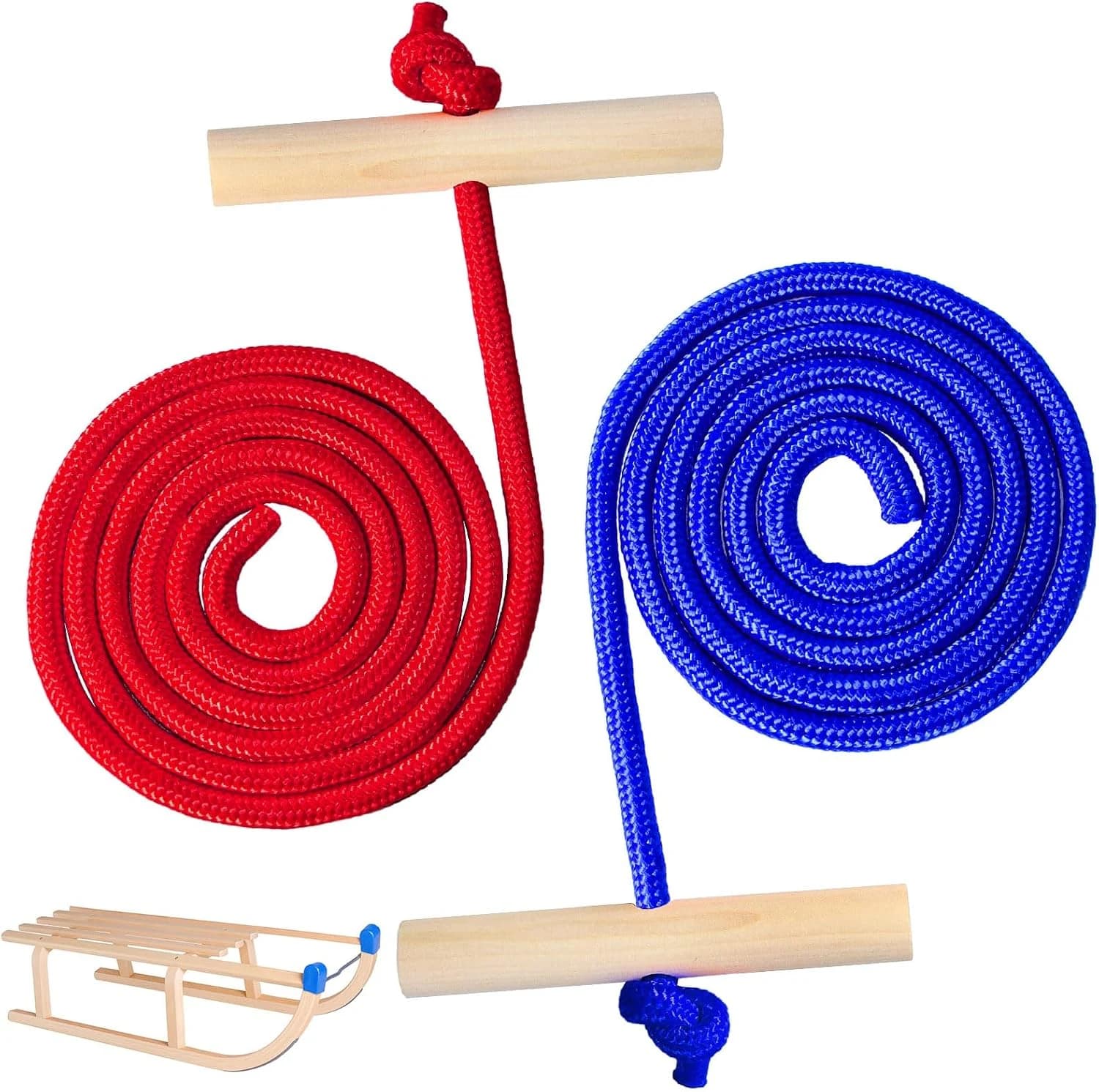 2 juegos de cuerda para trineo con asa, cuerda de tracción para trineo, 150 cm, para trineo, accesorios de invierno, trineo y trineo