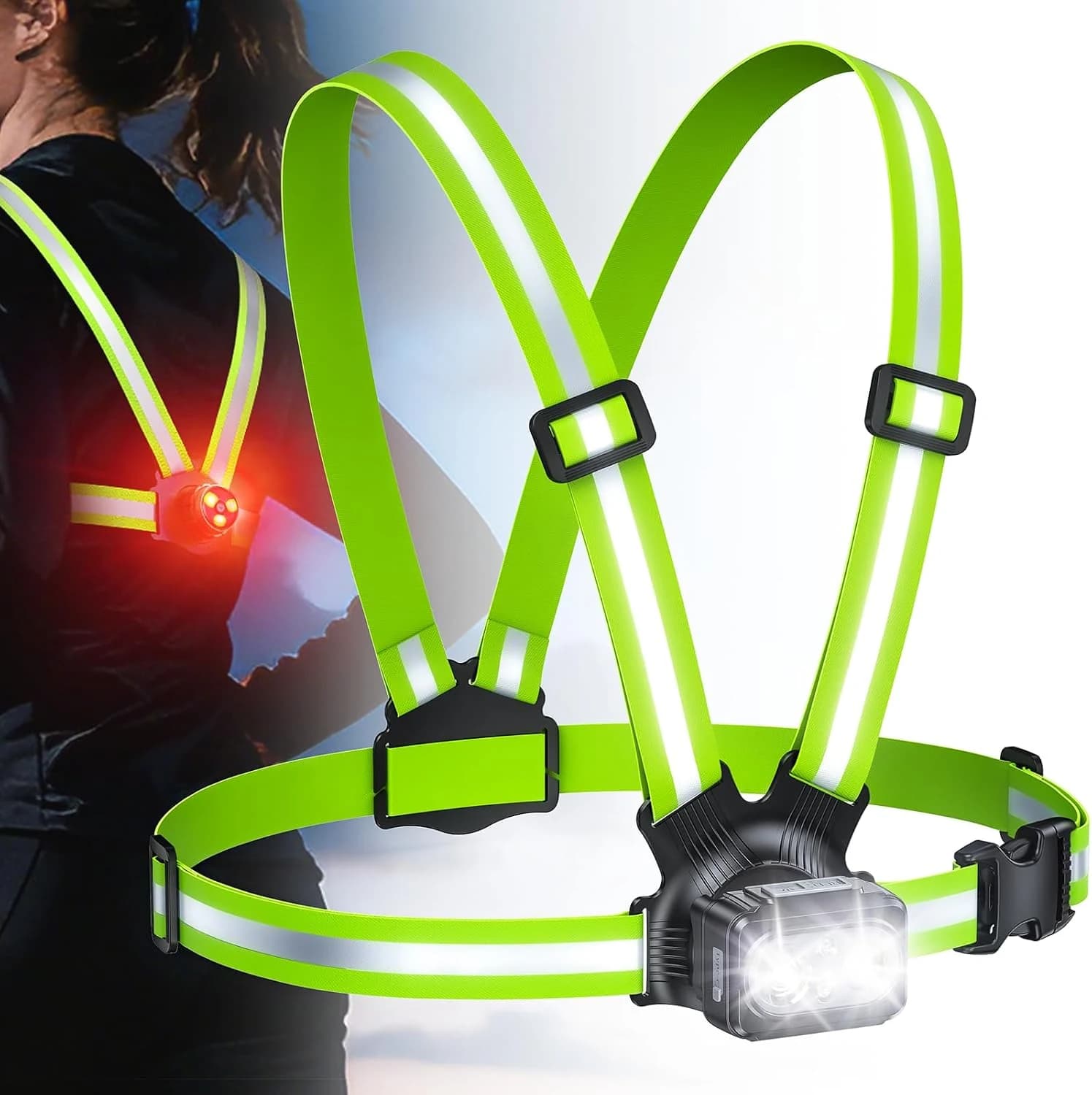 500LM Luz Running con Luz Trasera, 7+2 Modos & Impermeable IPX4