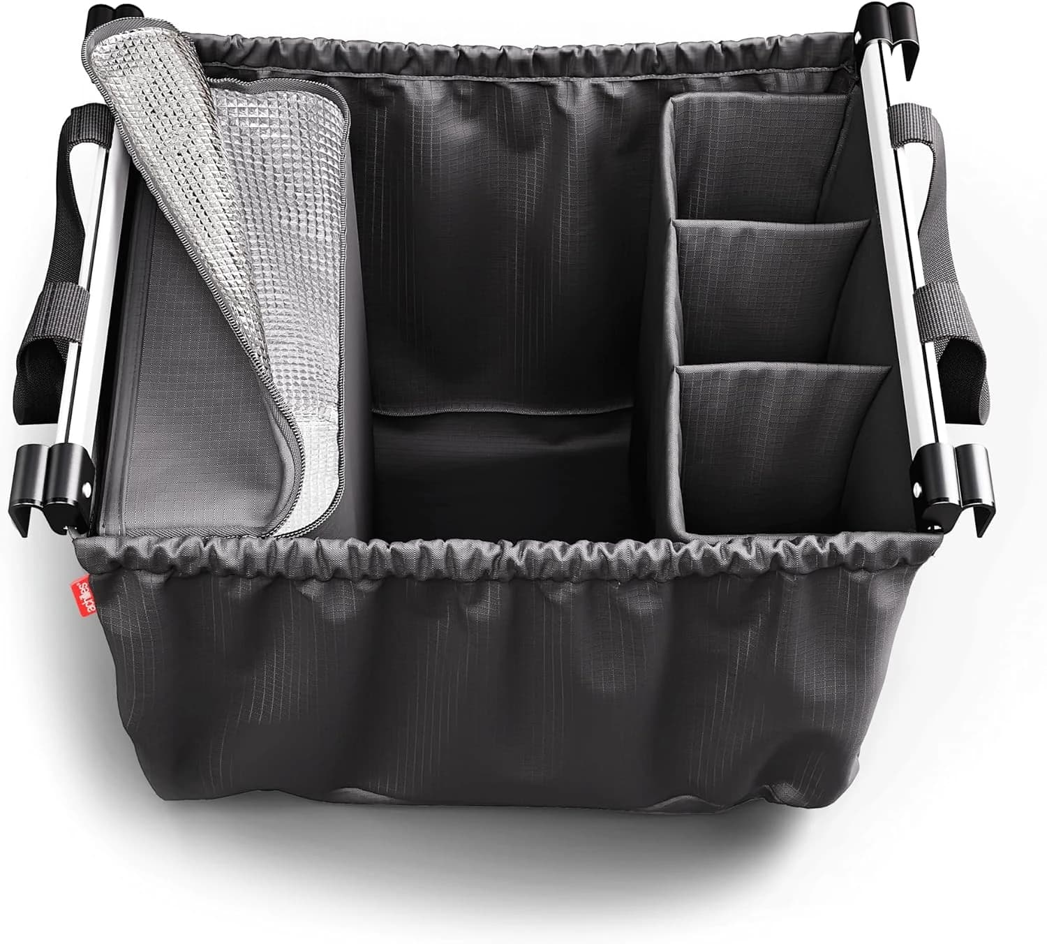achilles Bolsa para el carro de la compra de aluminio, plegable, bolsa de compras que se adapta a todos los carritos de la compra habituales, 33 x 50 x 38 cm, Negro , 33x50x38cm