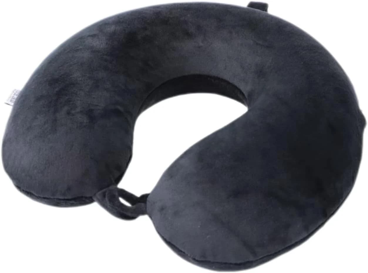 Almohada cervical de viaje, 100 % espuma viscoelástica, forma de U, reposacabezas portátil, collarín ligero, cojín de cuello para avión, coche, hogar, oficina, descanso para dormir (negro)