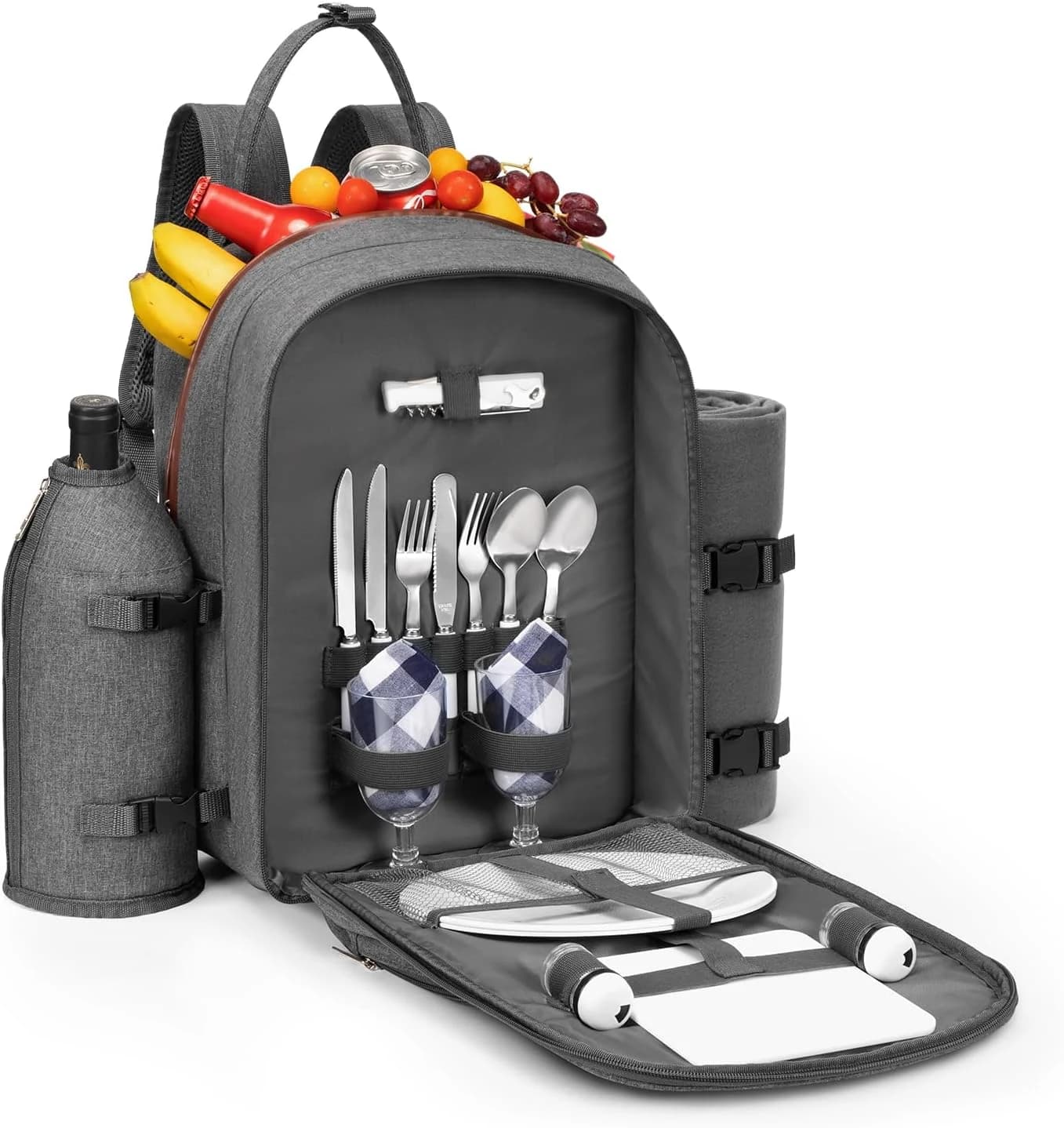 Apollo Walker Mochila de pícnic para 2 con Manta Gris