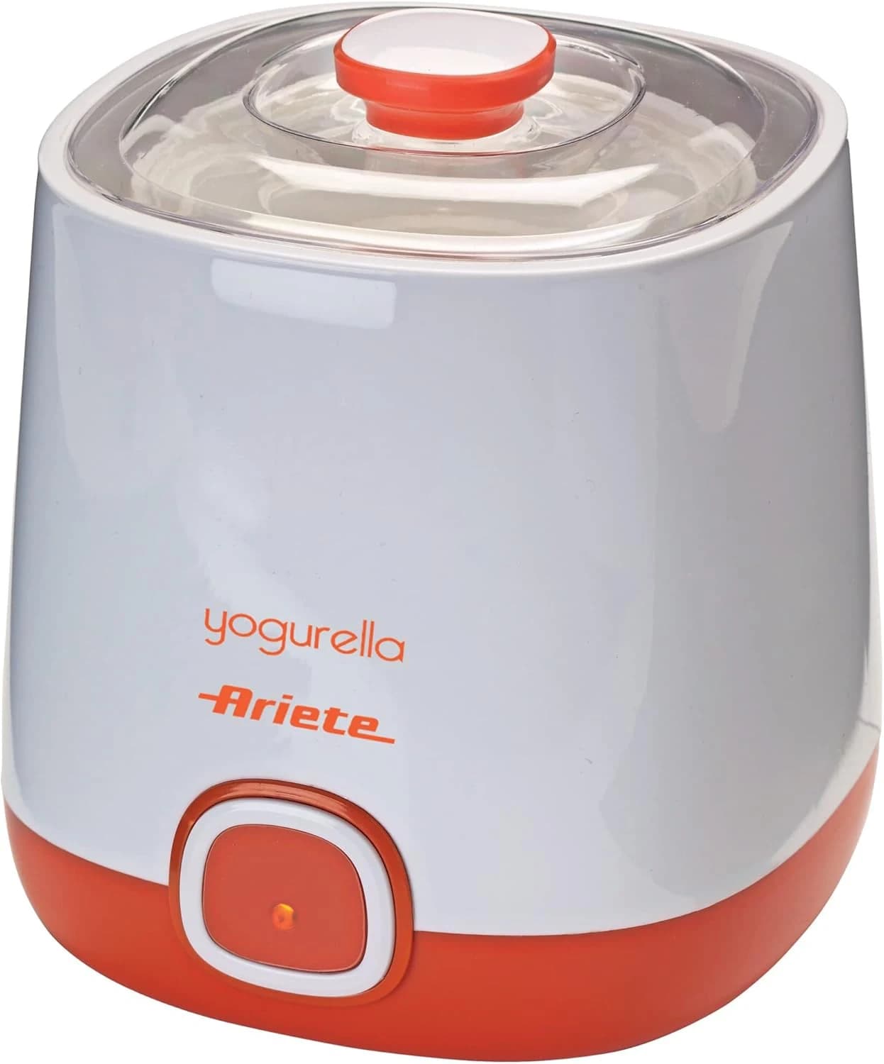 Ariete 621 Yogurtera, capacidad 1 litro, 20 W, 12 horas preparación, tapa doble, diseño compacto apto lavavajillas, color blanco naranja