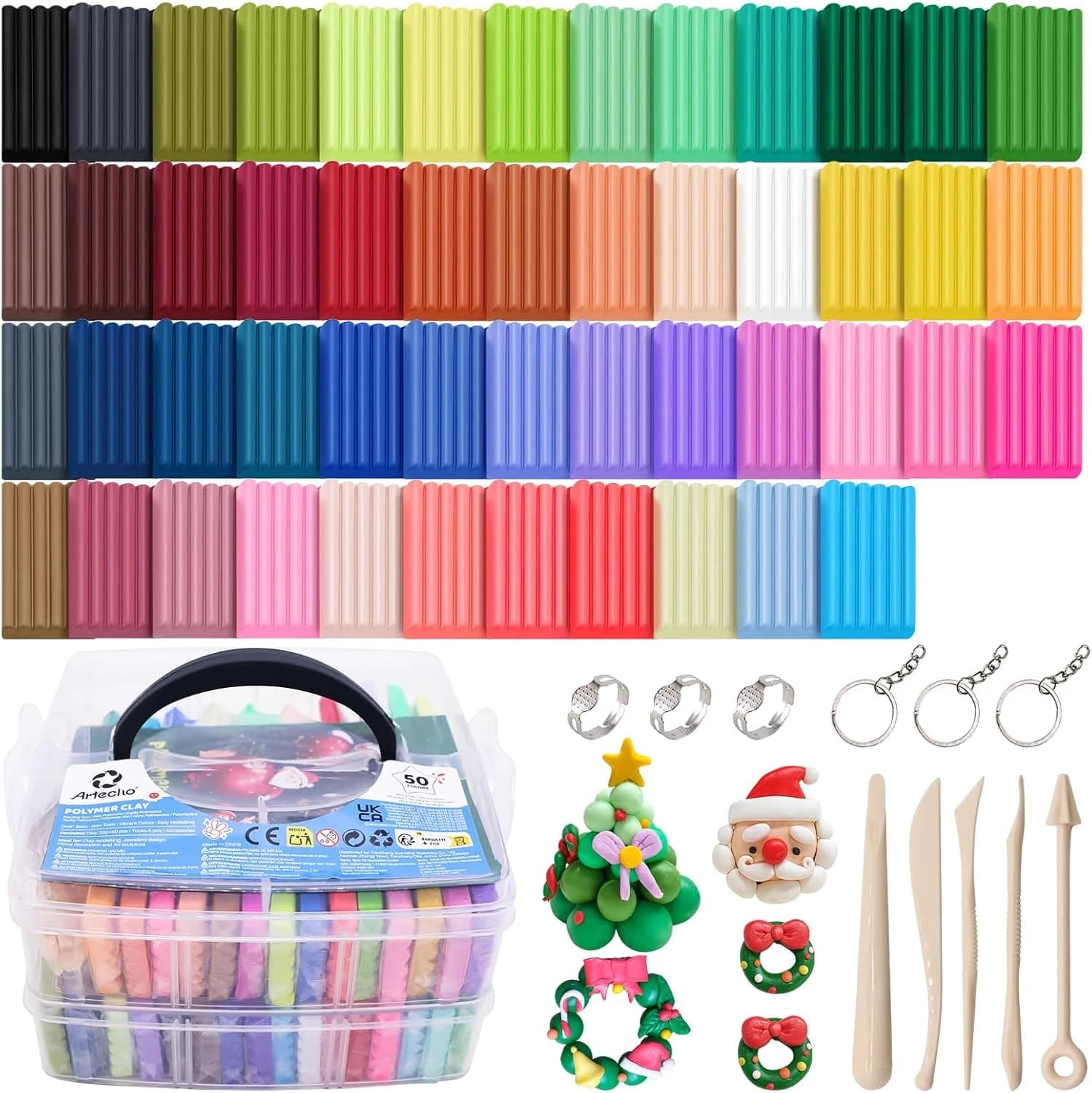 Artecho Set de Arcilla Polimérica de 50 Colores con 5 Herramientas