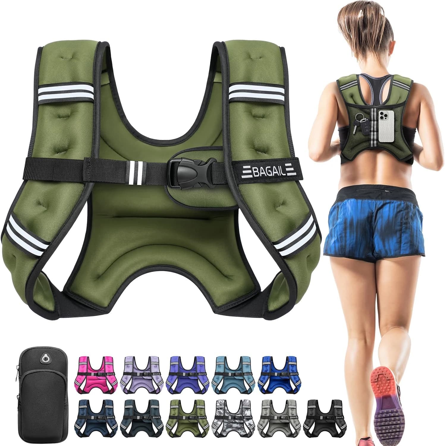 BAGAIL Chaleco Lastrado para Entrenamiento de Fuerza, Talla de Busto Ajustable, Bolsillo Práctico, Ideal para Entrenamientos en Gimnasio, Yoga y Ejercicios Aeróbicos