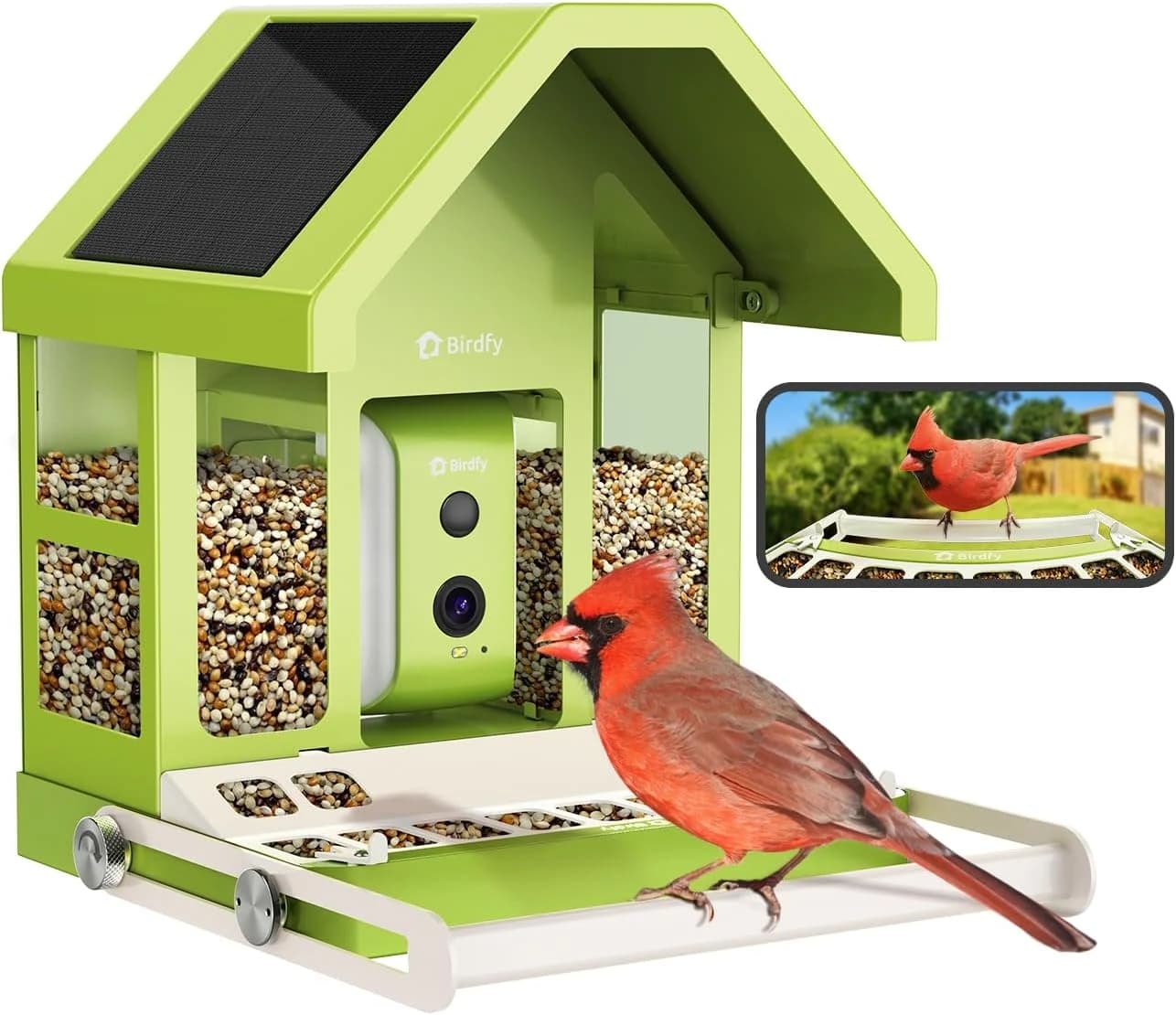Birdfy Metal Comederos para Pajaros con Camara para Observación de Aves en Vivo, 1080P inalámbrico Bird Feeder con Visión Nocturna en Color, Notificaciones en Tiempo Real, Grabación Automática