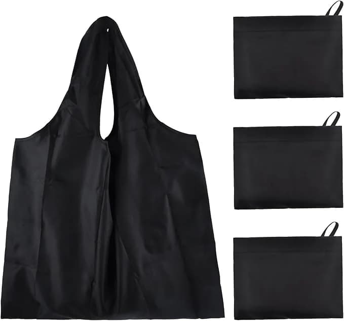 3 Piezas Bolsa Compra Plegable Negro — 50 × 48 cm Ecológicas