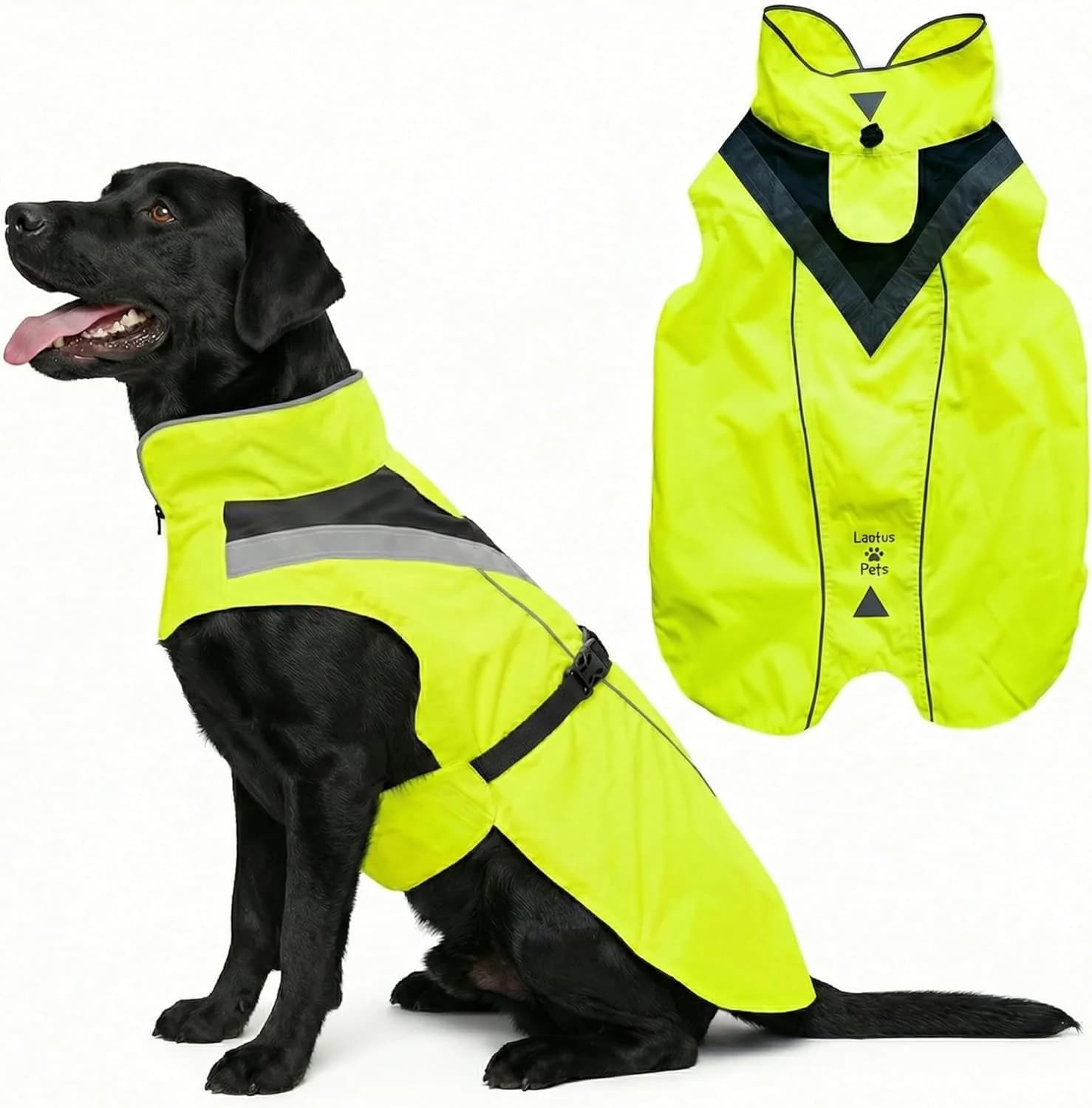 Chubasquero Impermeable para Perro — Tiras Reflectantes y Abertura para Correa