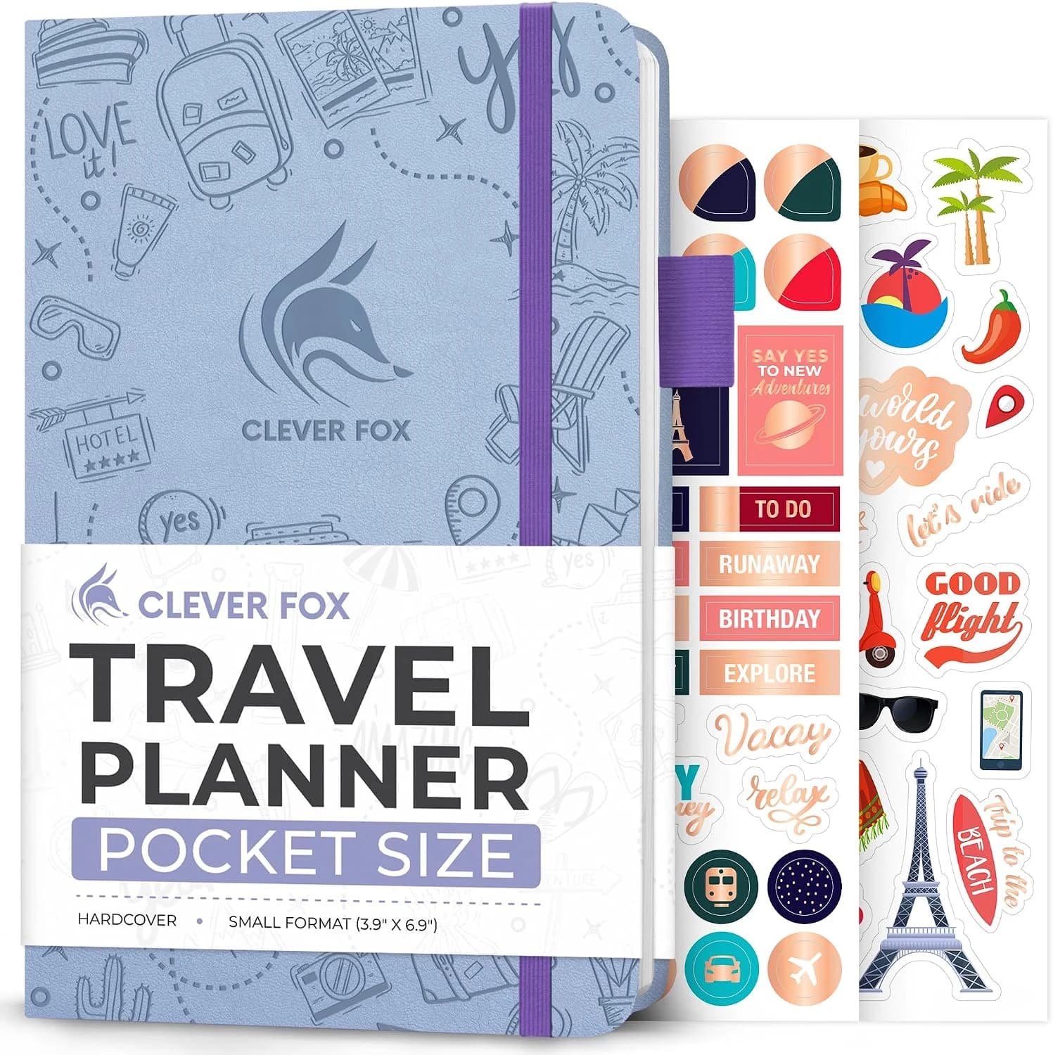 Clever Fox Diario de viaje – Organizador de viaje de itinerario para mujeres, hombres y parejas, diario de registro de viaje, dura 5 viajes, A5 (pernera, tamaño de bolsillo (3.7 x 6.7 pulgadas)