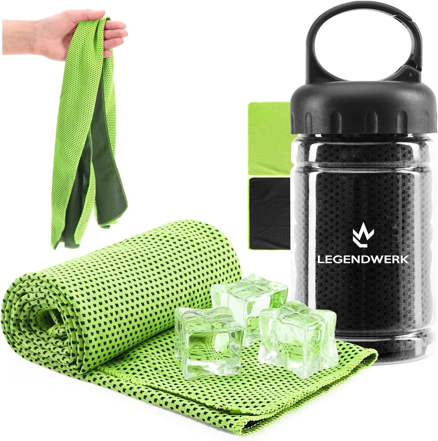 com-four® 2X Toalla refrescante con Botella, Cooling Towel 80x30 cm