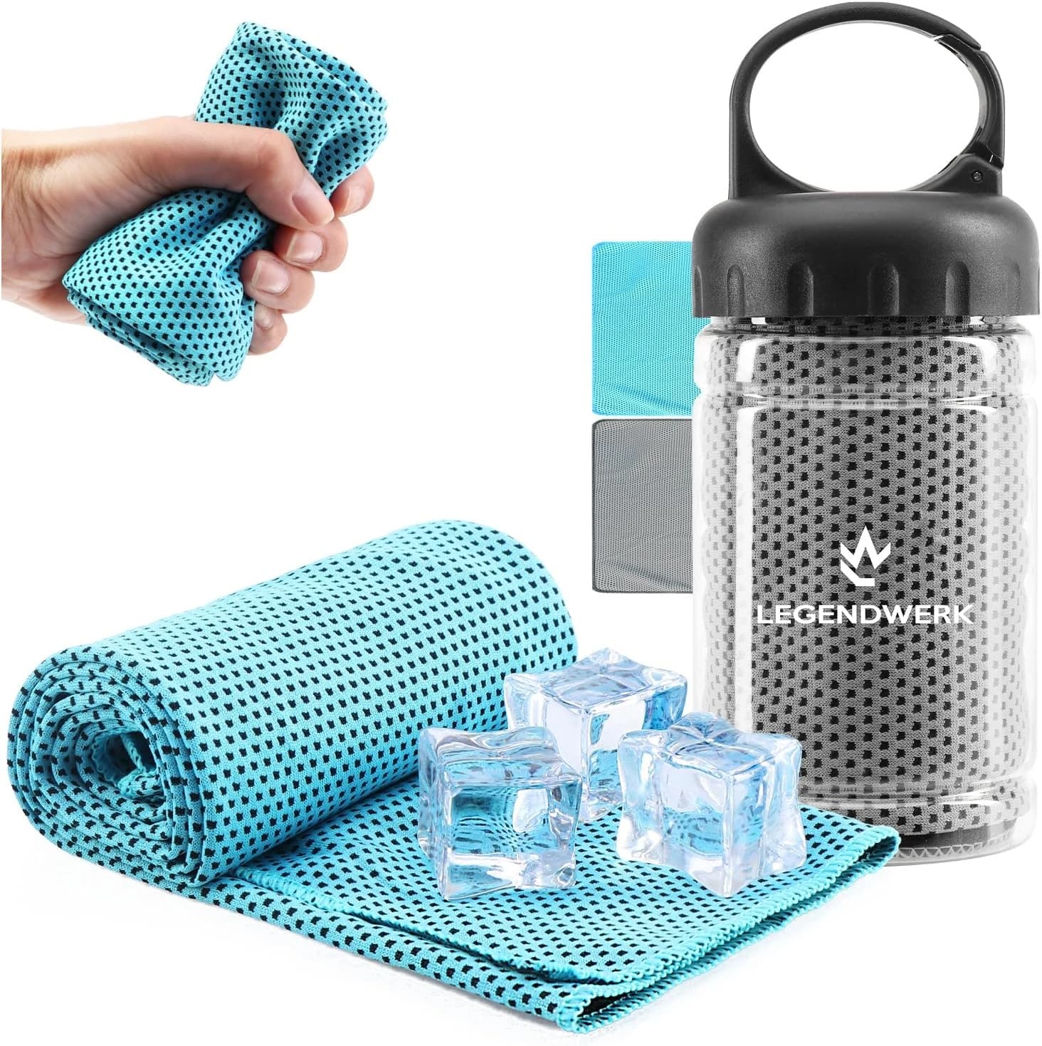 com-four® 2X Toalla refrescante con Botella, Cooling Towel 80x30 cm