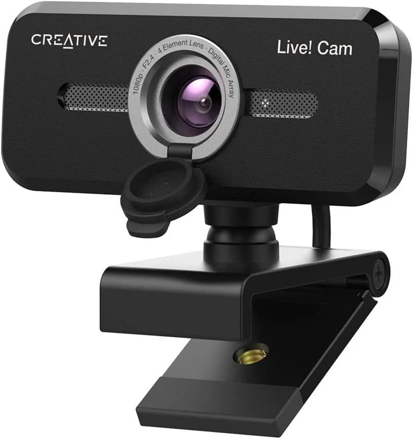 CREATIVE Live! CAM Sync 1080p V2 30fps, Full HD ángulo Amplio, Webcam USB con Micro, Tapa de privacidad para PC, Video Llamadas, para Zoom, Skype