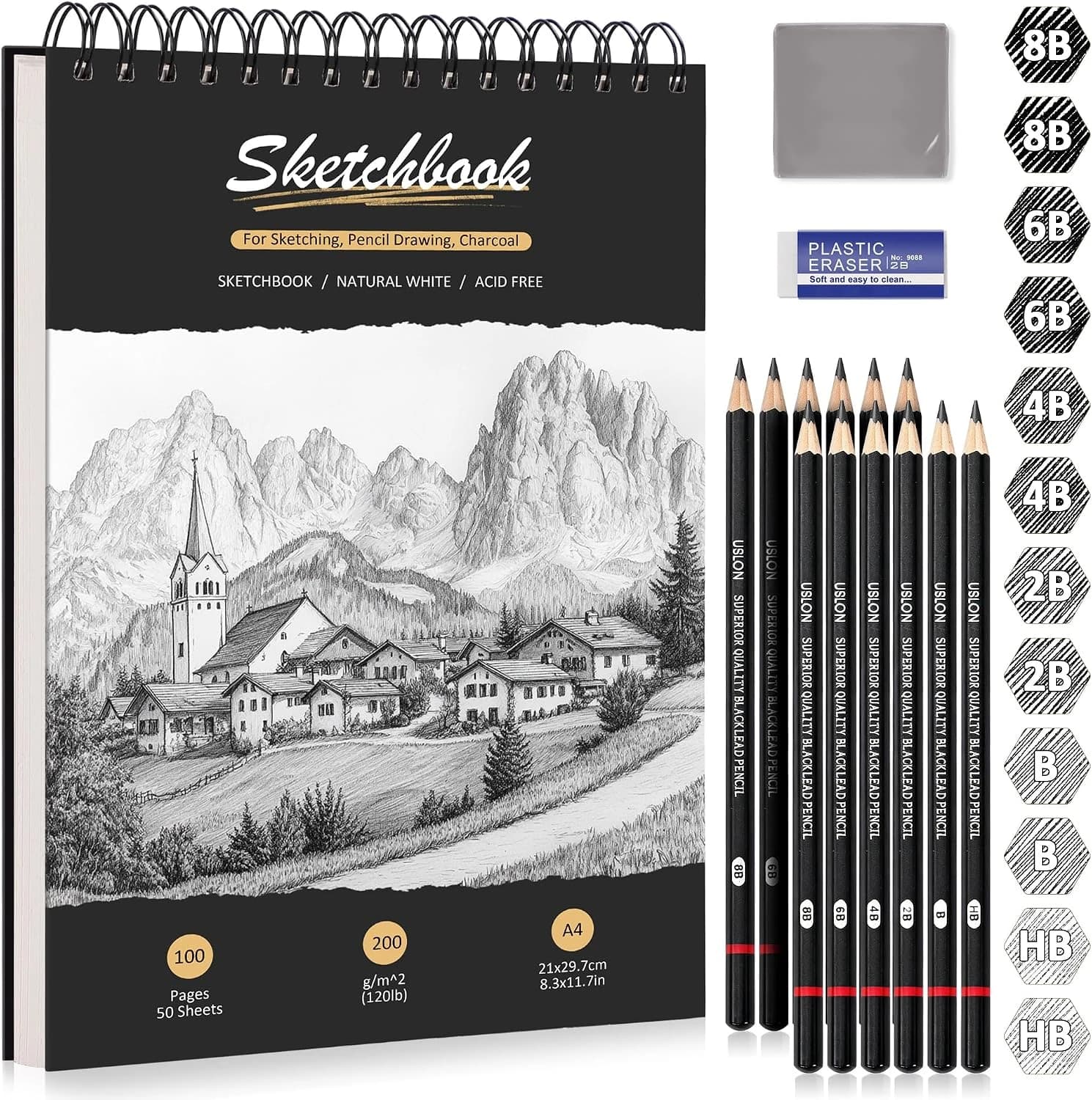 DazSpirit Cuaderno de Dibujo A4, Sketchbook y 50 Hojas/100 Páginas