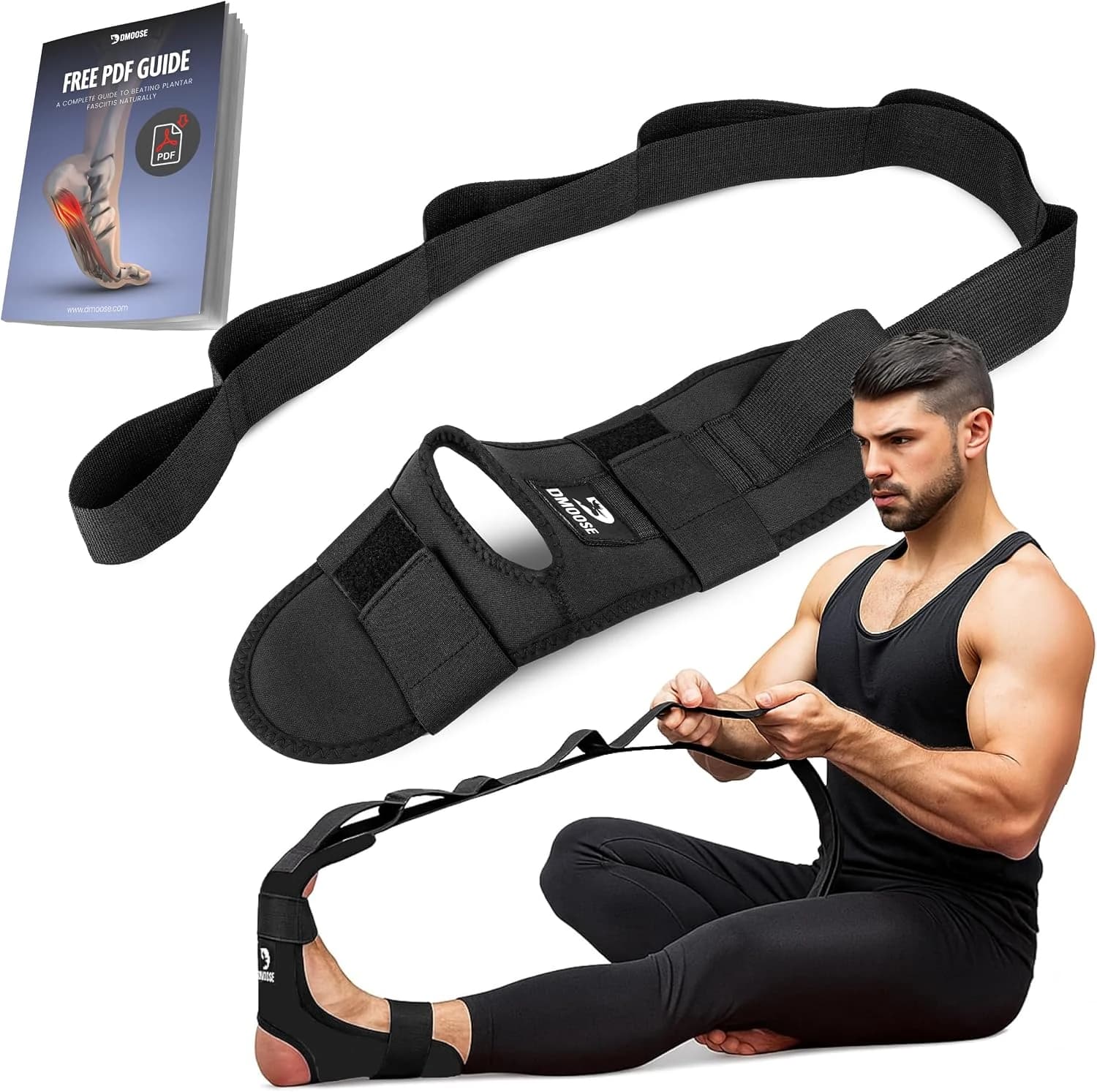 DMoose Fitness Estirador De Pies Y Pantorrillas Con Correa Acolchada Ajustable Para Fascitis Plantar, Isquiotibiales, Correa De Estiramiento De Piernas Para Yoga Para Mejorar La Flexibilidad