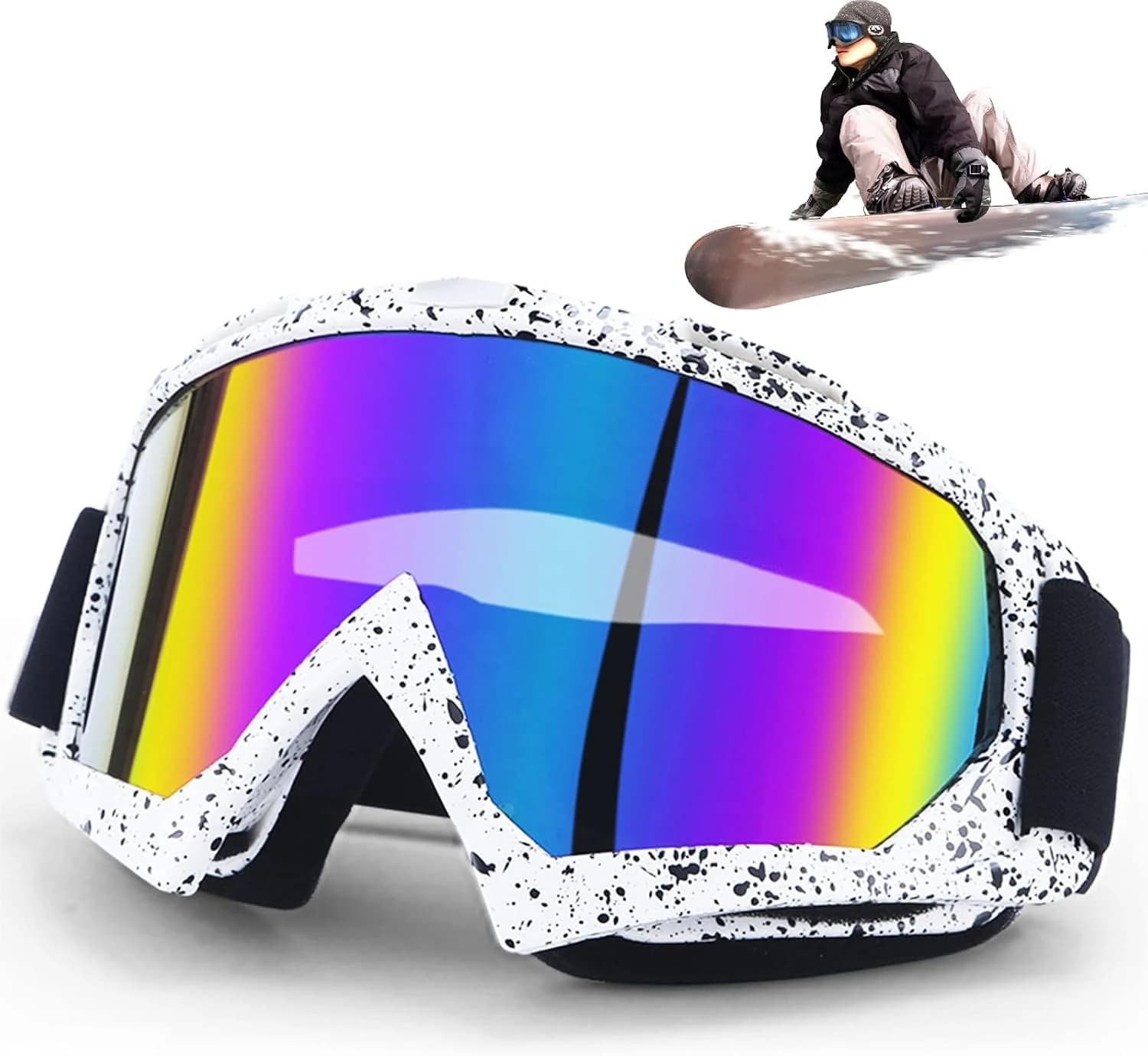 DONGZQAN Gafas Snowboard Espejo, Gafas Esqui Mujer&Hombre, Gafas de Protección Uv Antivaho Rellenas de Espuma para Deportes Al Aire Libre