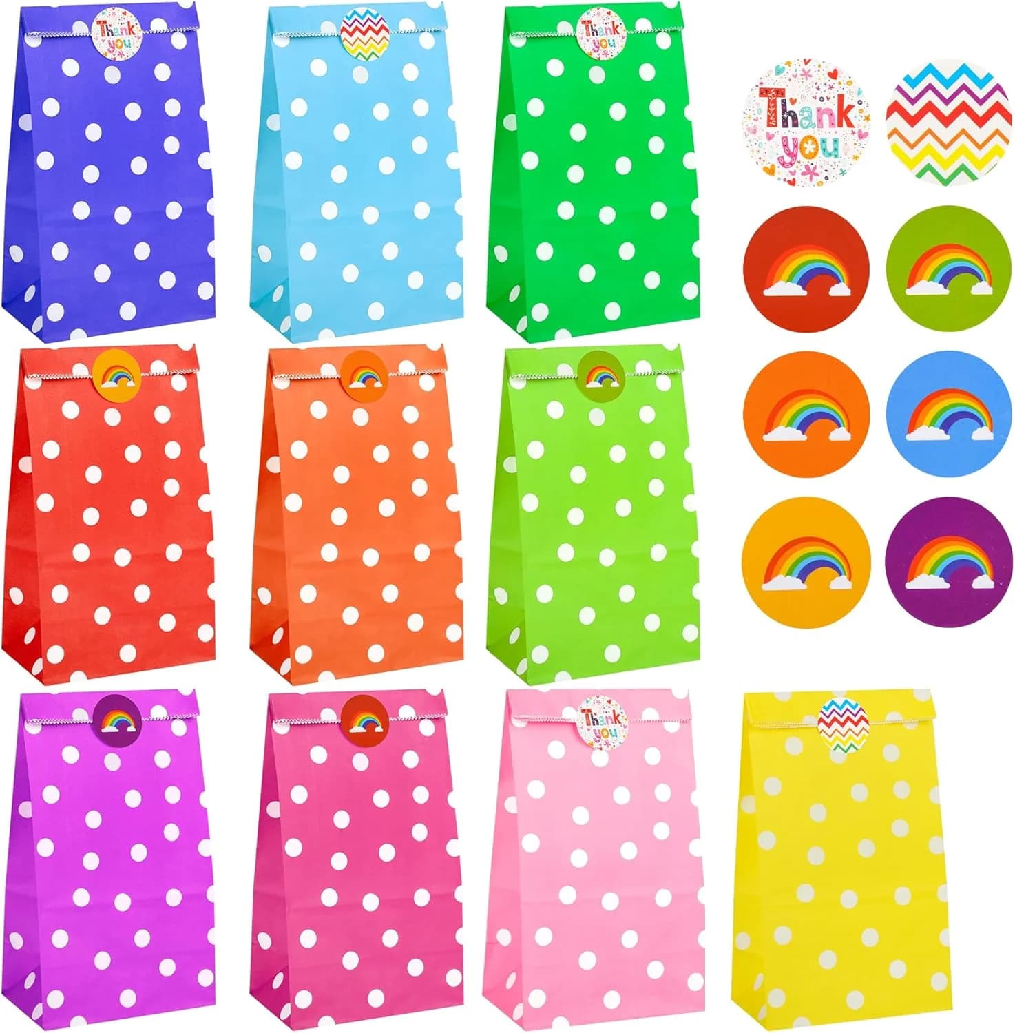 Aurinovellia 20 Bolsas Papel Kraft Cumpleaños — con 36 Pegatinas