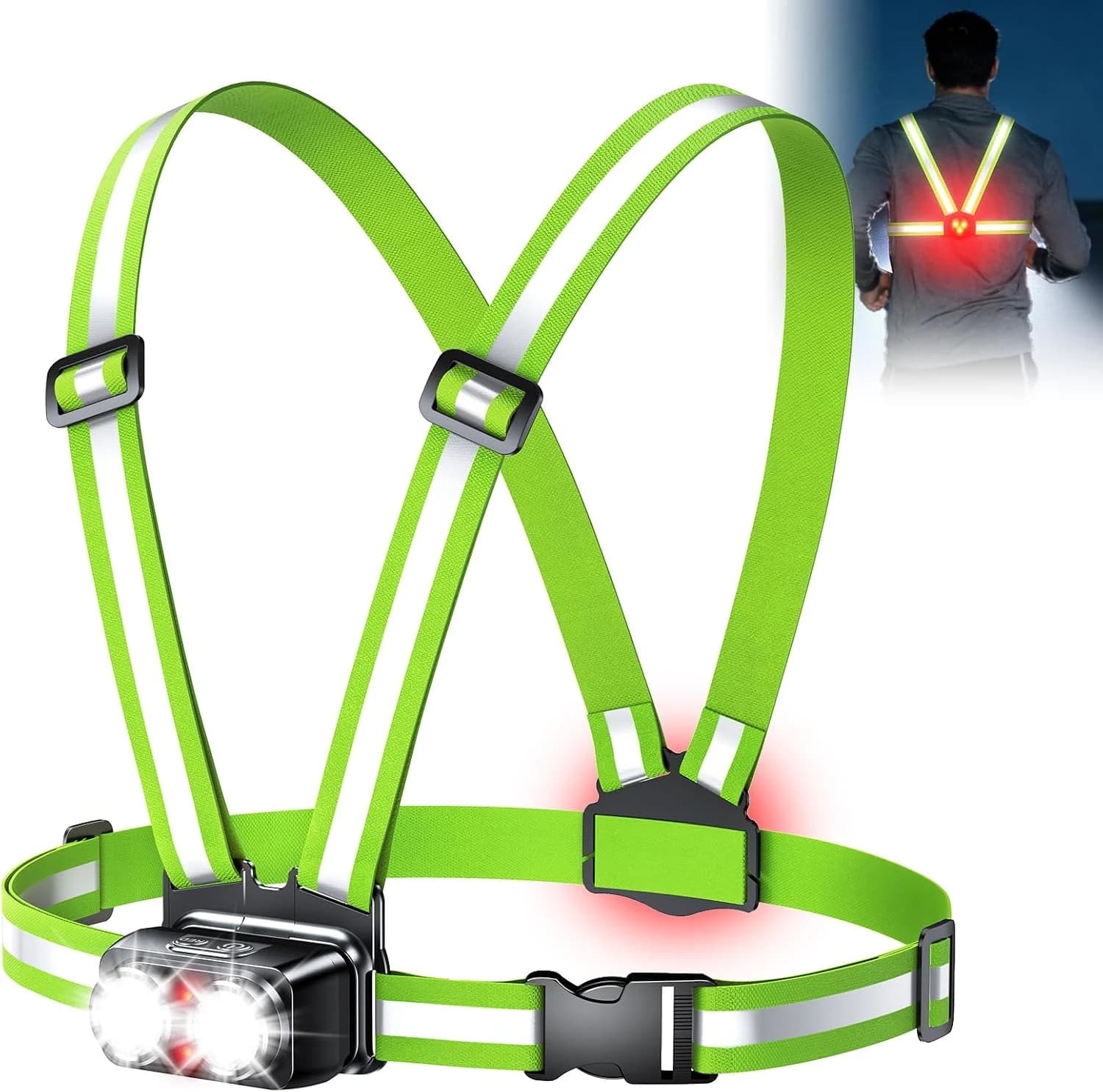 EOIWUY 800LM Ultra Brillante Luz Running con Luz Trasera, 7+2 Modos, 4-25H