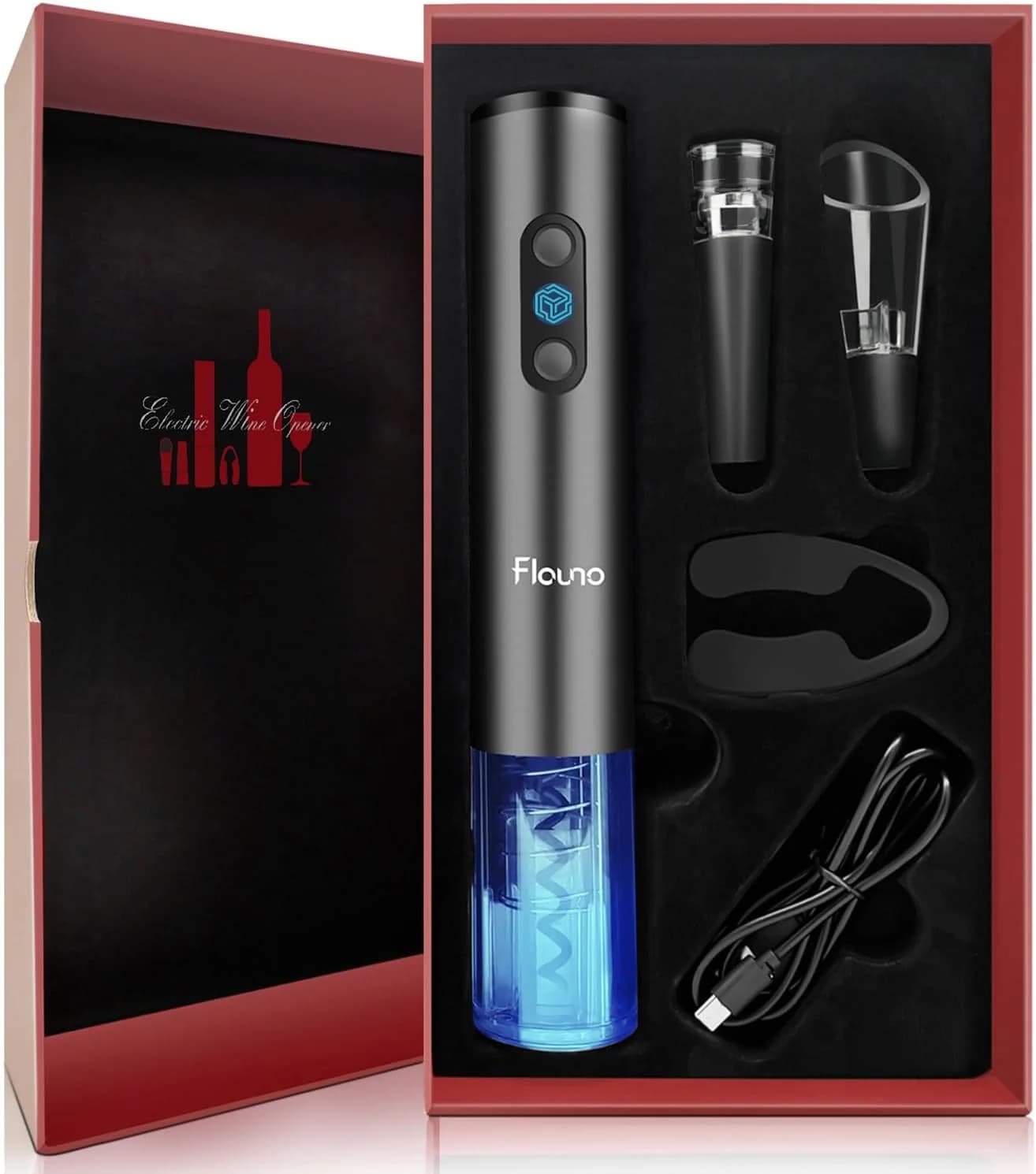 Flauno Sacacorchos Eléctrico 6 en 1 — Set Completo Recargable