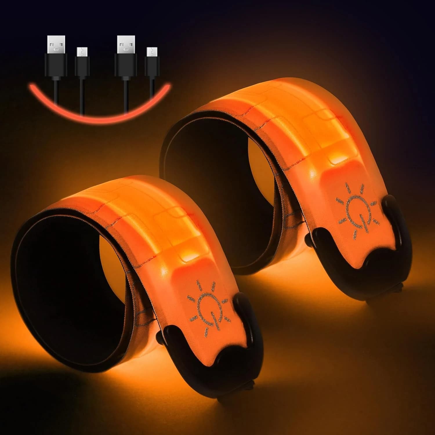 flintronic 2PCS Brazalete LED Recargable, Brazalete LED Running con Banda Reflectante Running, Banda Reflectante para Correr de Noche, Trotar, Deportes al Aire Libre, Ciclismo-Incluye Cable USB