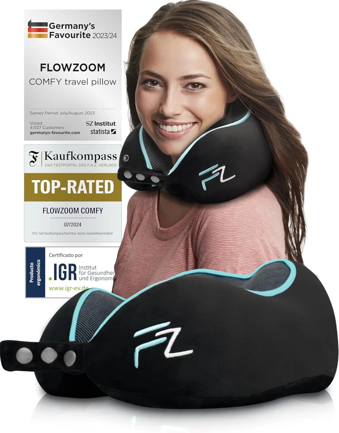 Flowzoom Comfy — Almohada Viscoelástica 360°