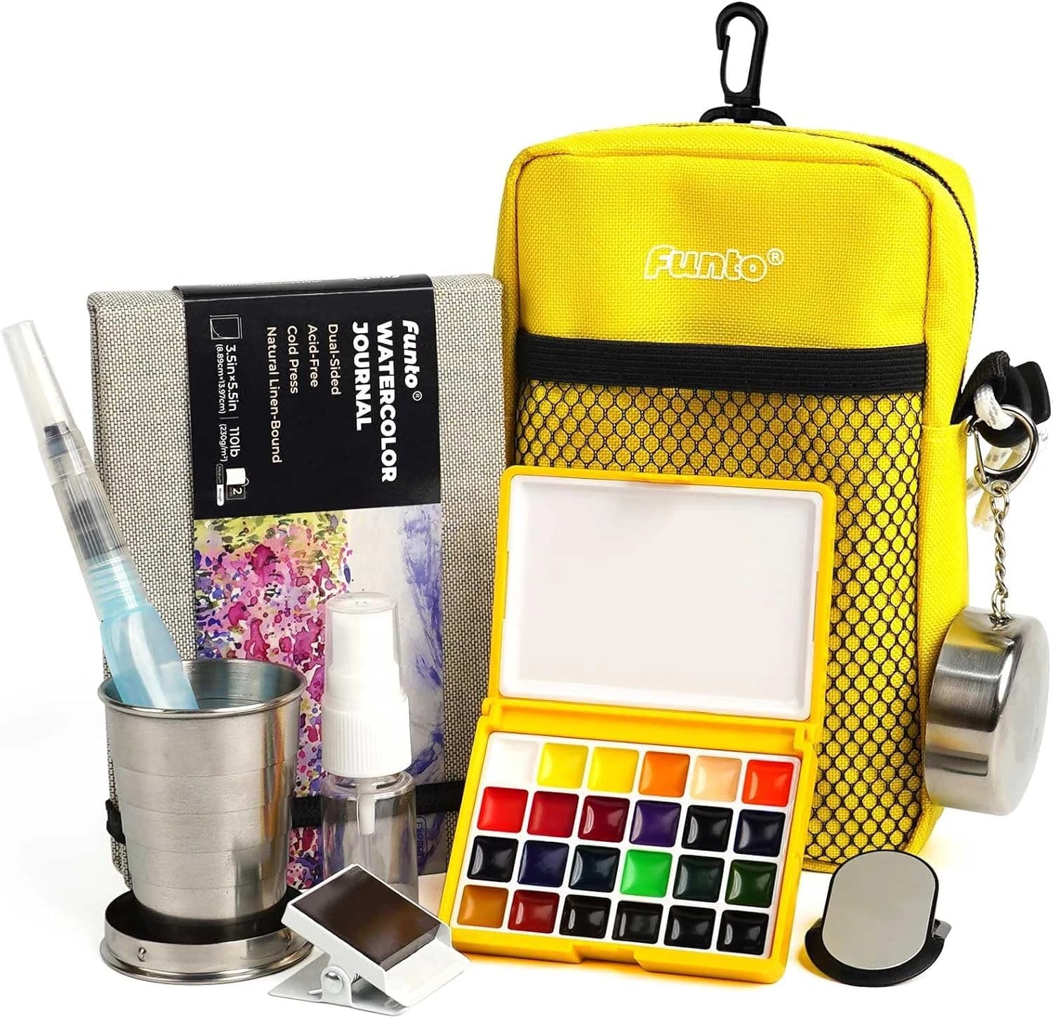 Funto Mini set de acuarelas, 24 colores para pintar al aire libre