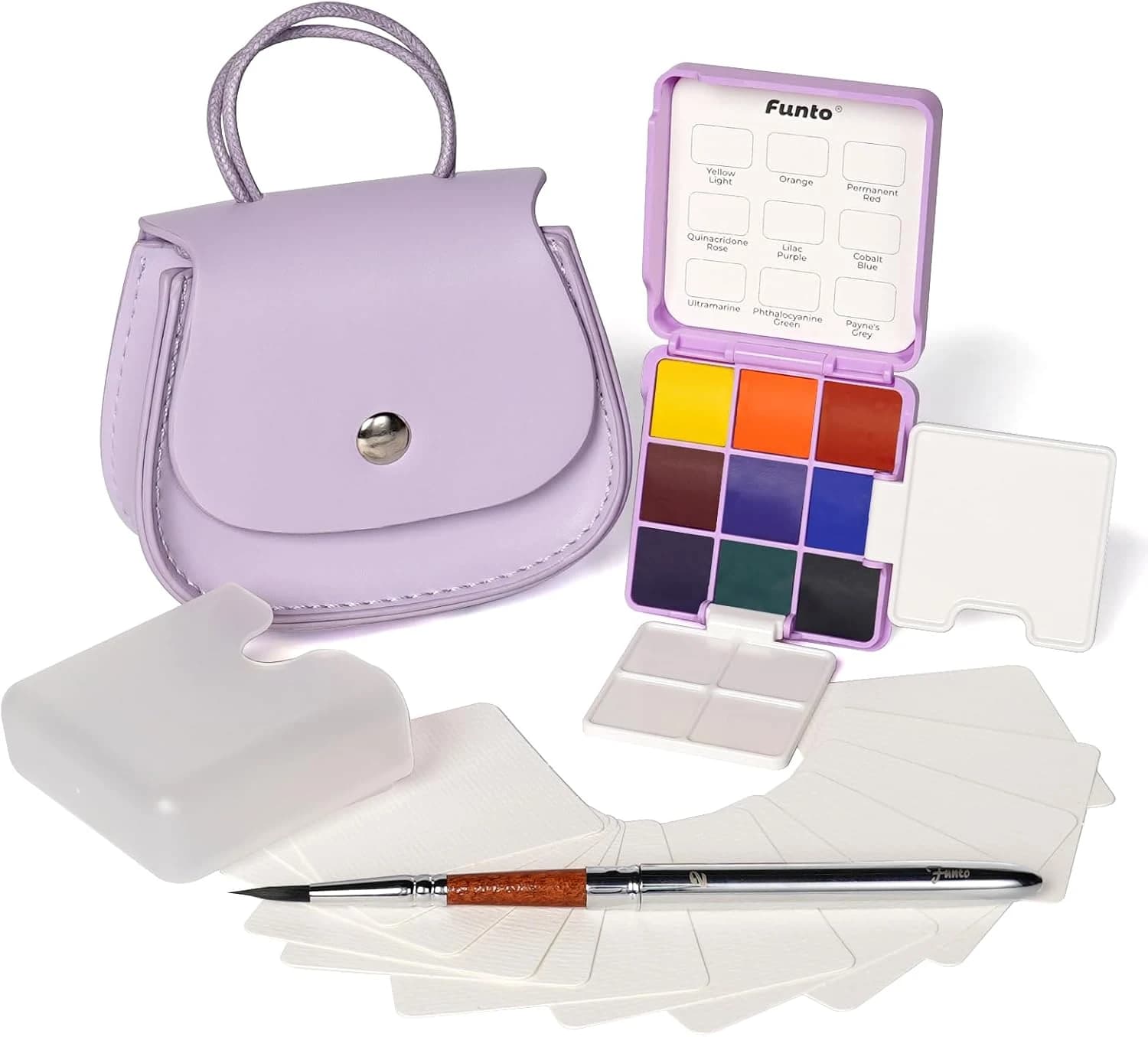 Funto Mini set de acuarelas, 9 colores, para pintar al aire libre