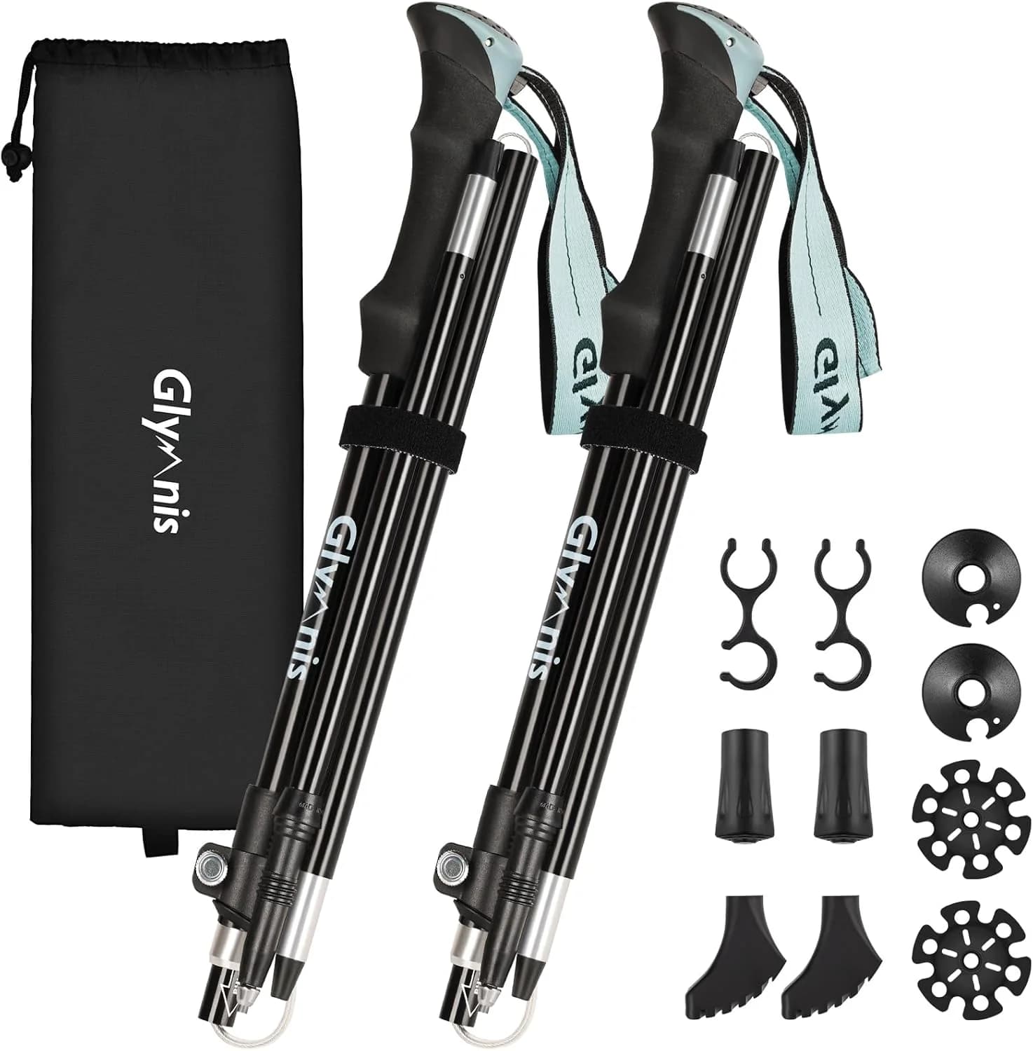Glymnis Bastones Trekking Plegables — Aluminio 7075 con EVA