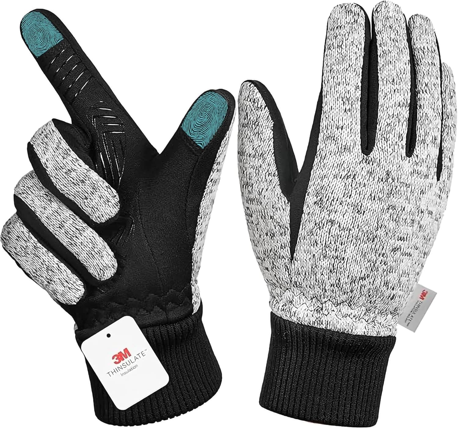 Guantes Invierno Hombre Mujer, 3M Thinsulate Impermeable Antideslizante Pantalla Táctil Guantes de Ciclismo para Bicicleta Correr Senderismo Conducción Esquí