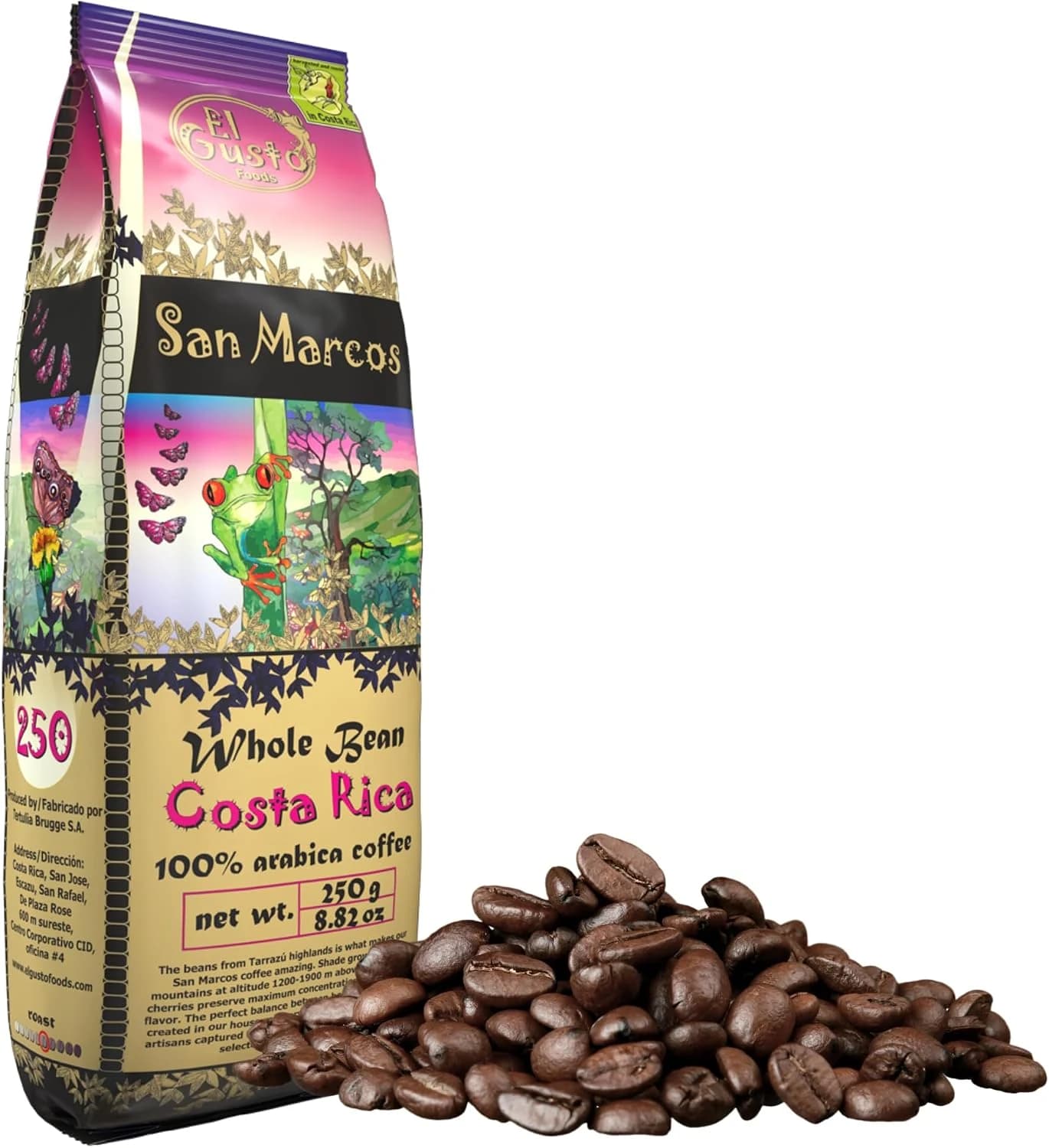 El Gusto San Marcos – 250g Café de Especialidad en Grano – SCA 85 – 100% Arábica Costa Rica Tarrazú – Notas de Chocolate y Cítricos