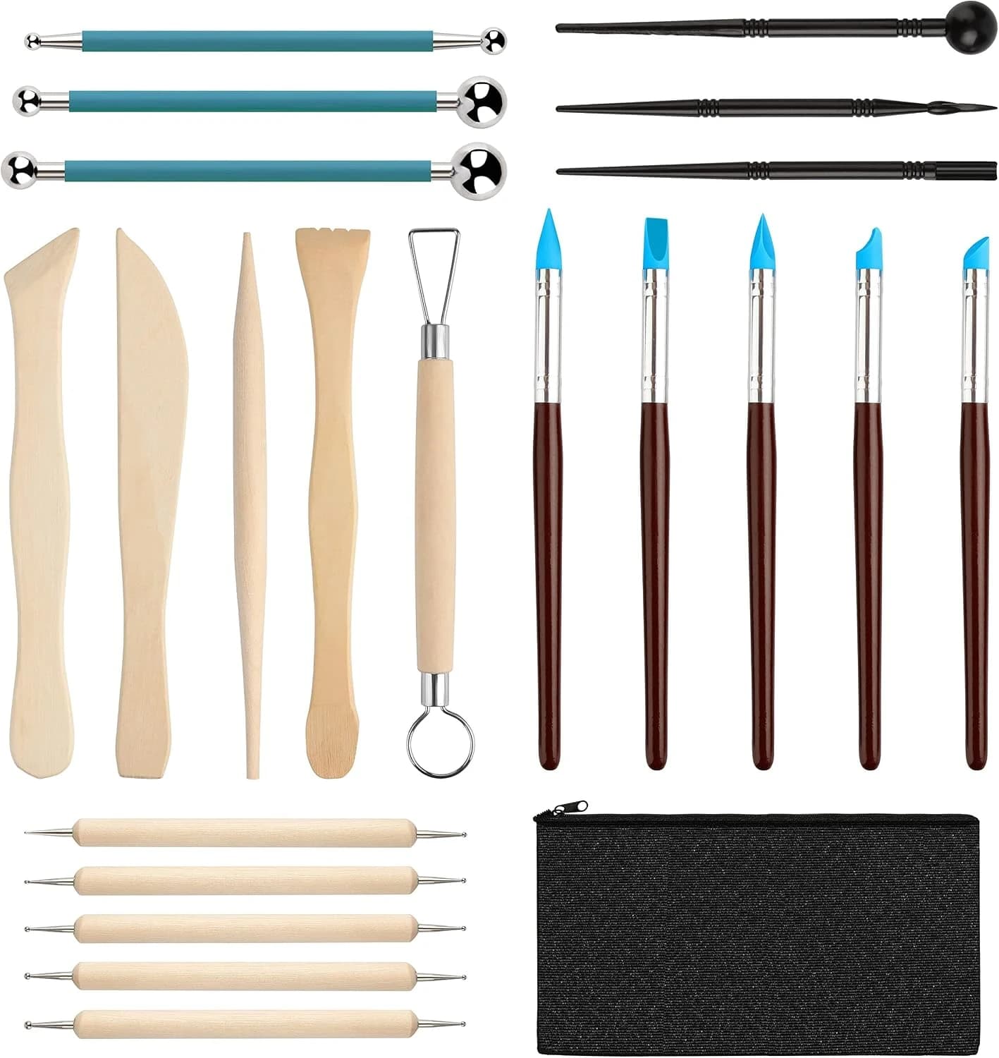 Herramientas Arcilla, 22pcs Kit Ceramica, Arcilla para Modelar Herramientas Arcilla Polimerica, Herramientas Ceramica para La Escultura, Profesionales y Herramientas De Escultura para Principiantes