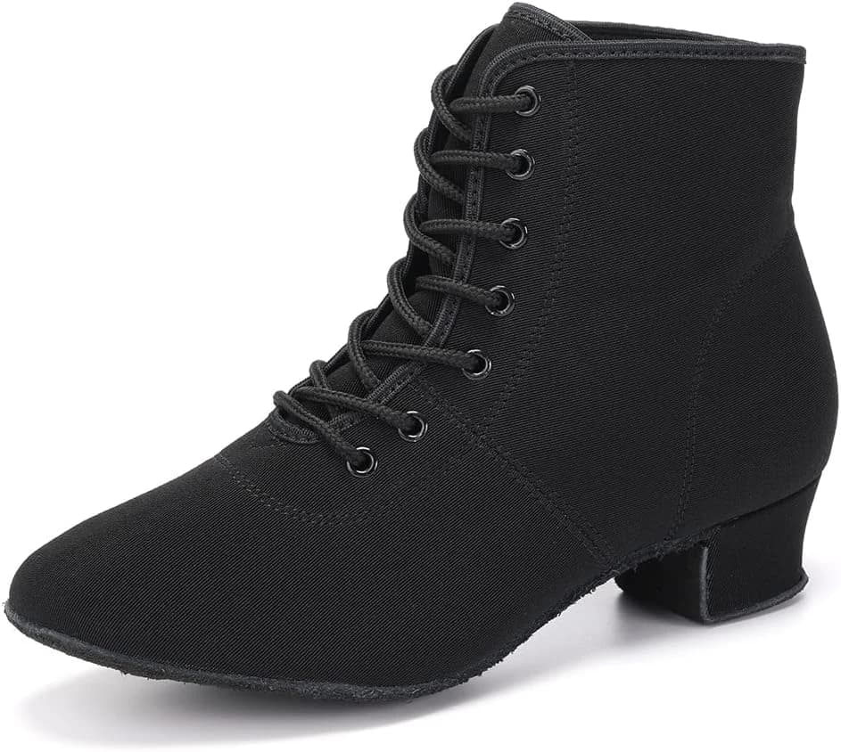 HROYL Botines de Baile Latino Mujer Salsa y Bachata con Tacón Bajo GBNJB