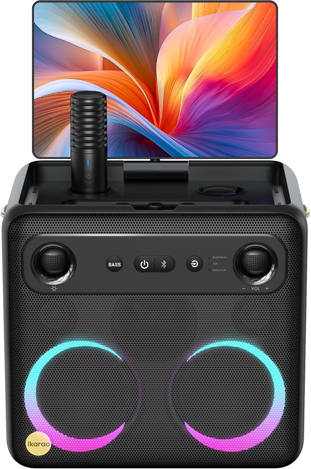 Karaoke Profesional para Adultos con 2 Micrófonos Inalámbricos, Sistema Karaoke para TV con Preamplificador de Micrófono, Bluetooth Portátil para Fiesta(Break X2)