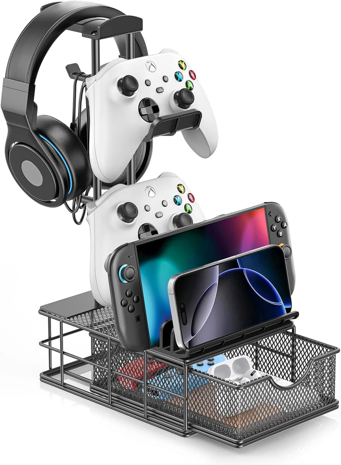 KDD Soporte Auriculares Gaming Universal & Soporte Mando PS5 con Cajón