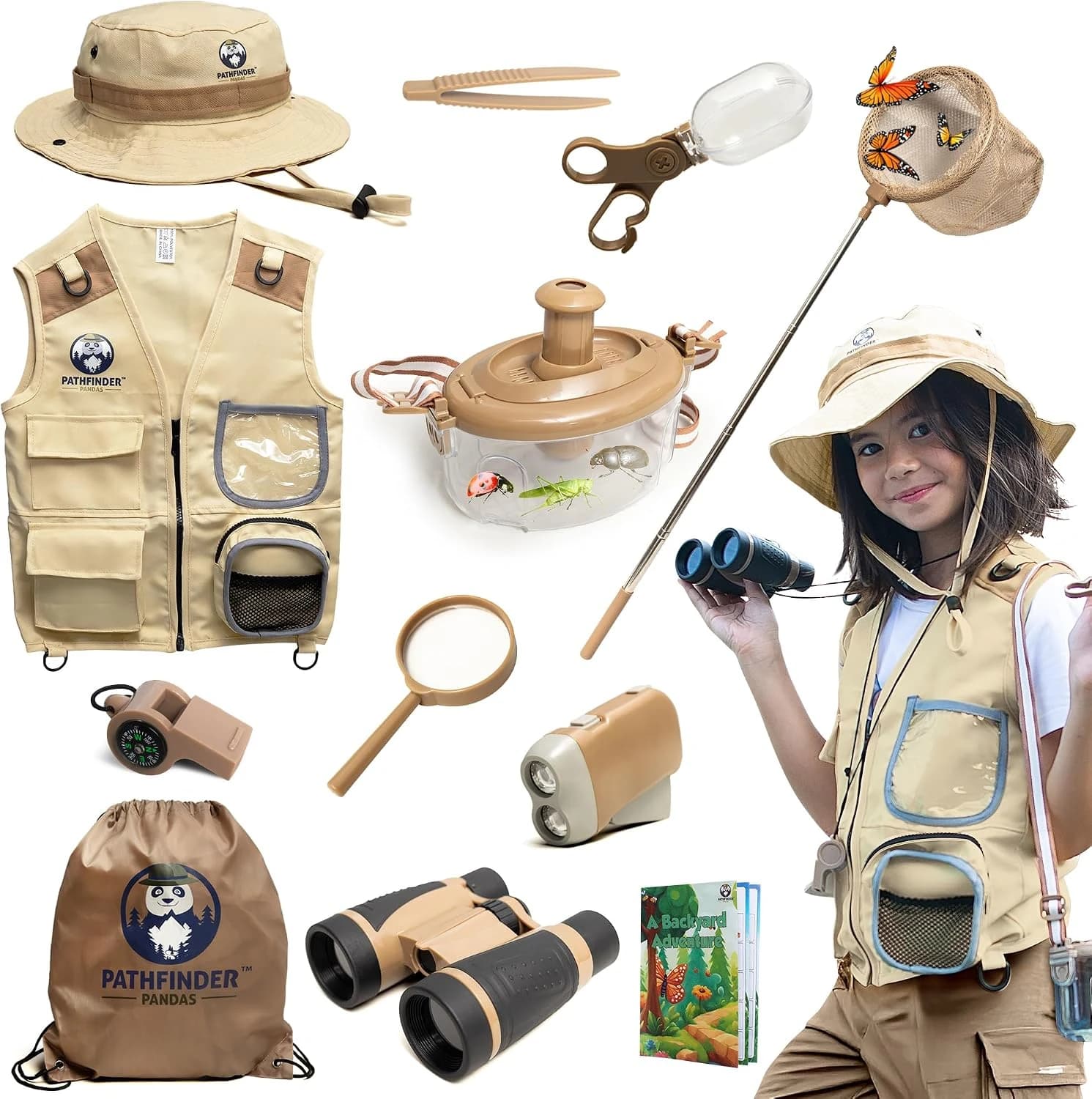 Kit Explorador Niños 3-7 - Disfraz con Chaleco, Gorro, Prismáticos y Lupa