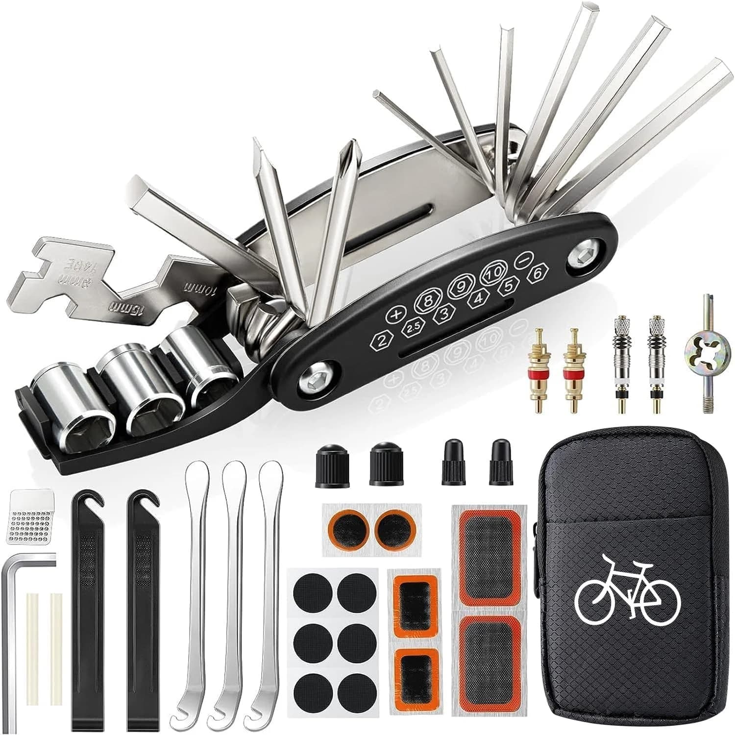 Kit de Reparación de Pinchazos + Multiherramienta para Bici