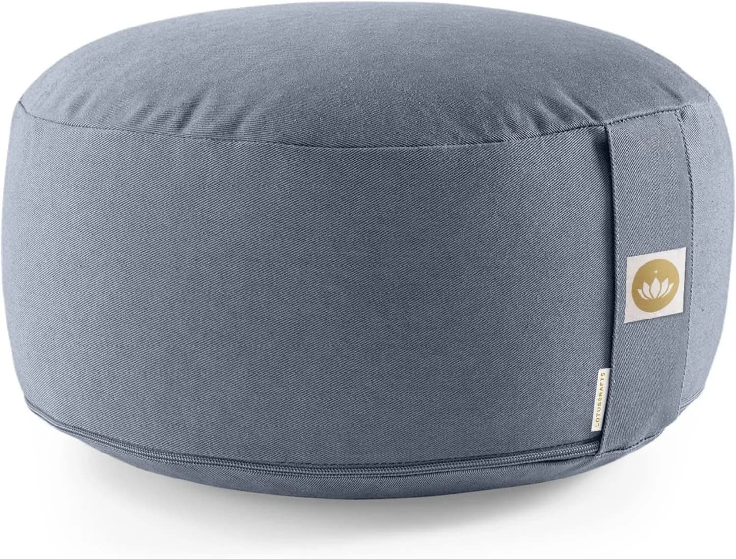 Lotuscrafts Cojin Meditacion Yoga LOTUS - Altura 15 cm - Relleno de Espelta - Cubierta en Algodon Lavable- Zafu Meditación - Cojin Suelo Redondo - Cojin Yoga - Meditation Cushion - Certificado GOTS