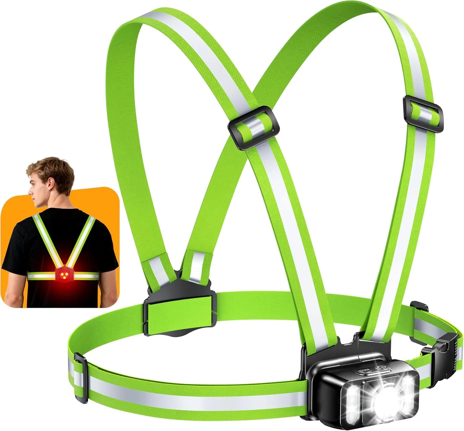 Mohard 550LM Luz Running con Luz Trasera, 7+2 Modos & Haz Ajustable de 45°