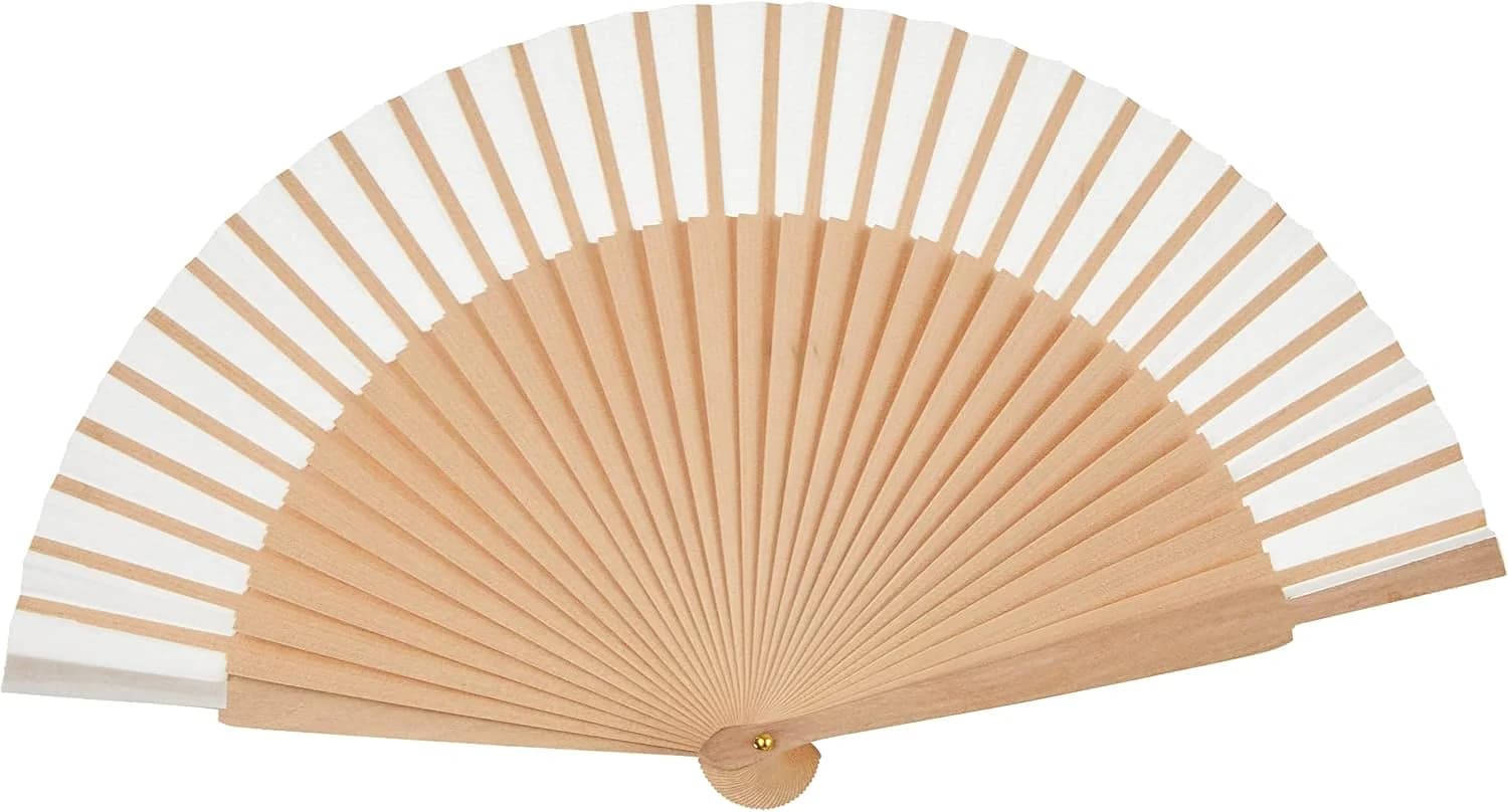 Mopec W193.01 — Abanico Madera Natural y Tela 23 cm