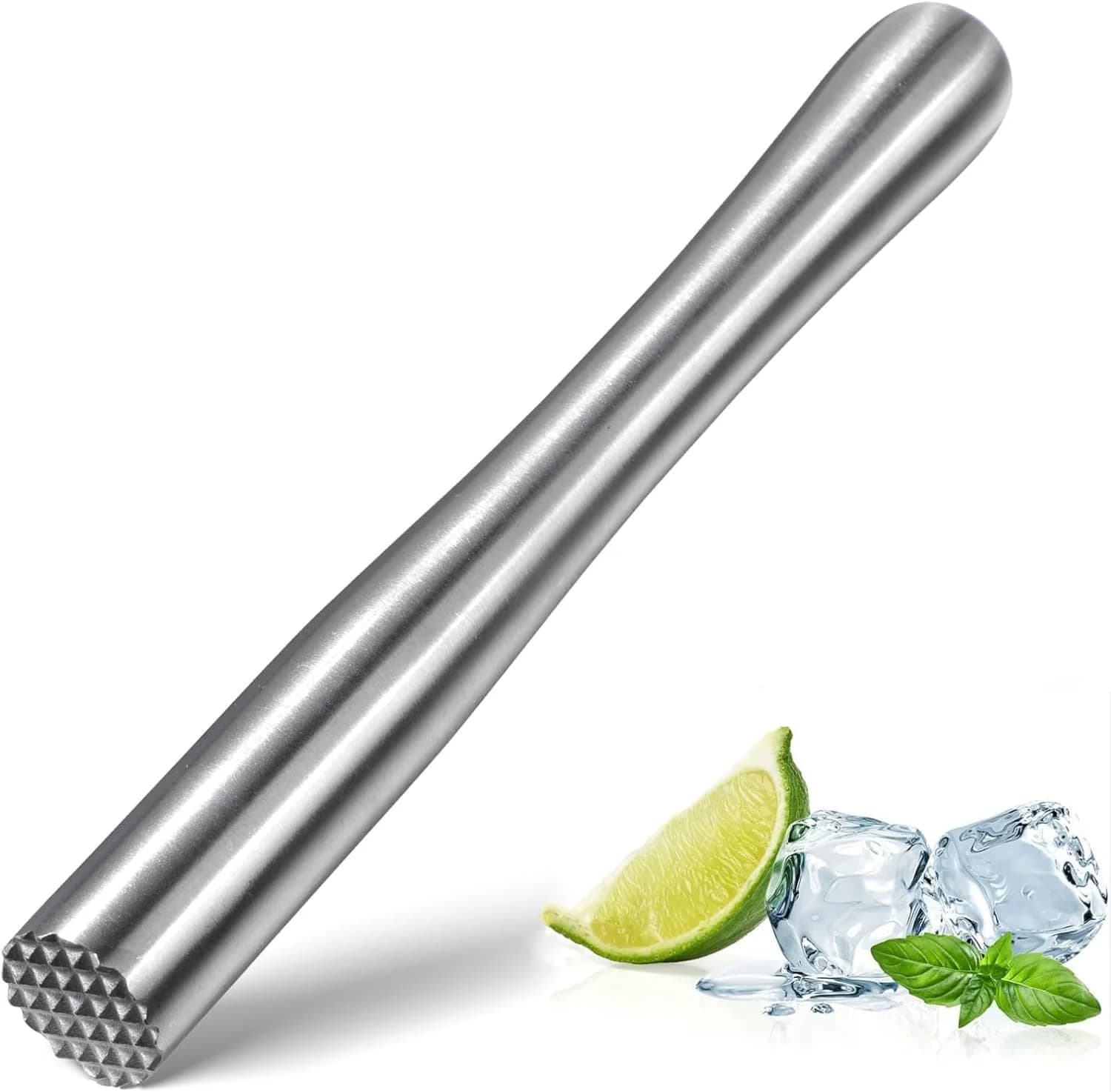 Mortero para Cócteles,22.5 cm Acero Inoxidable Cóctel Muddler,Cóctel Trituradora de Hielo,Mojito Trituradora de Hielo para Cocinas,Bares