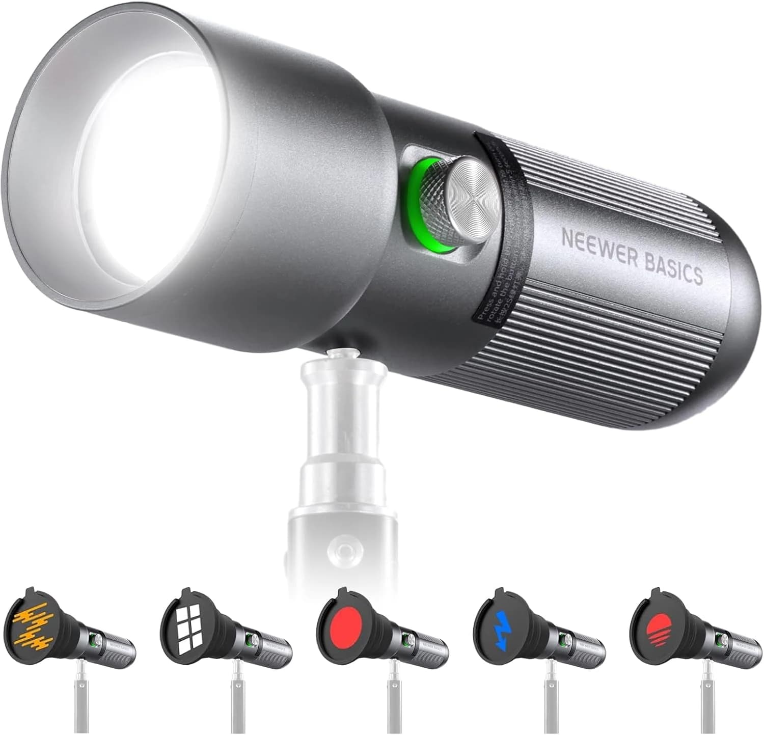 NEEWER Linterna de Fotografía con Zoom Basics FL10,Foco LED