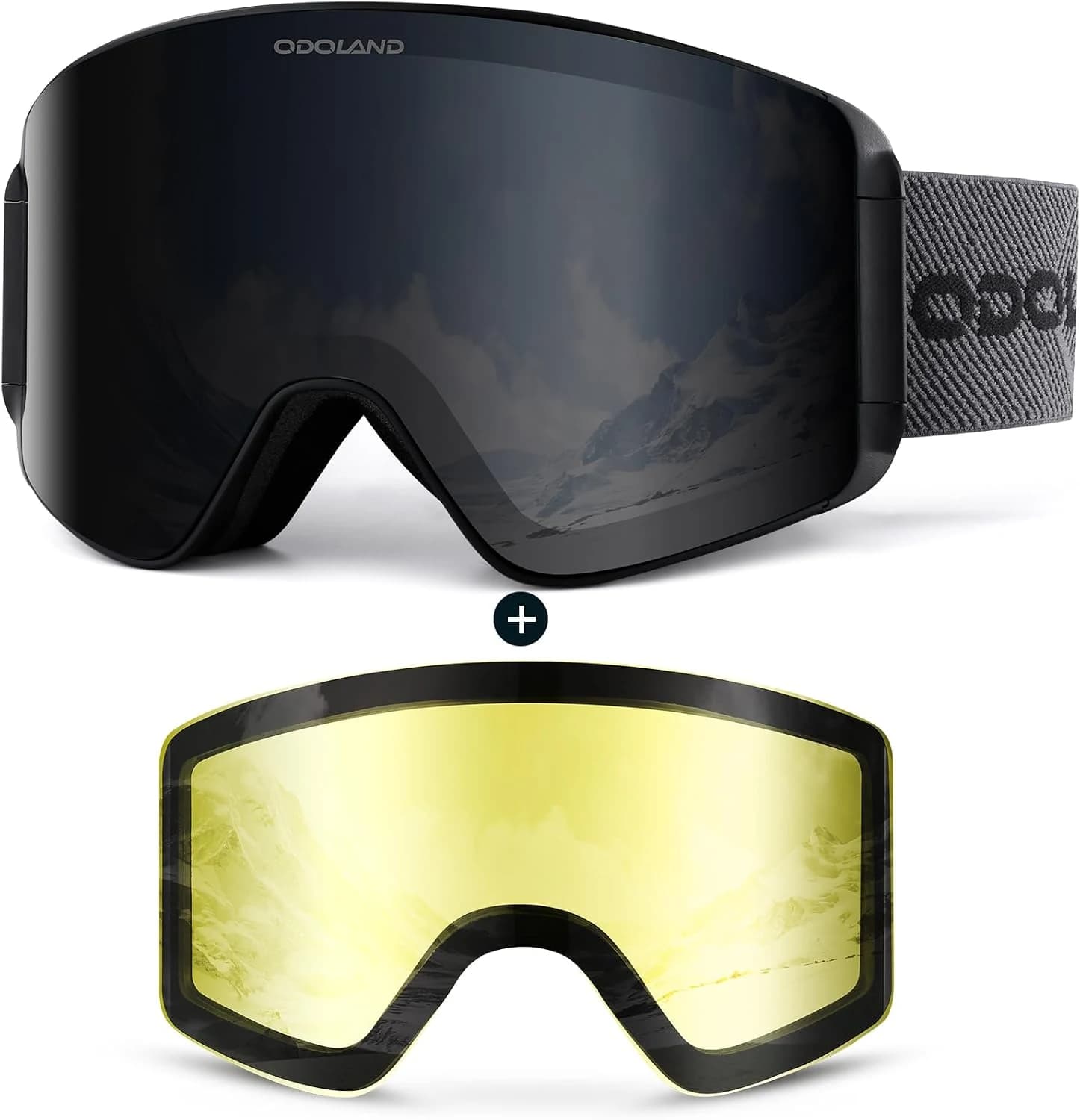 Odoland Kit de Gafas de Esquí con Lente Removible Magnético Gafas de Nieve Antivaho con Protección UV, para Hombres y Mujeres, Compatible con Casco