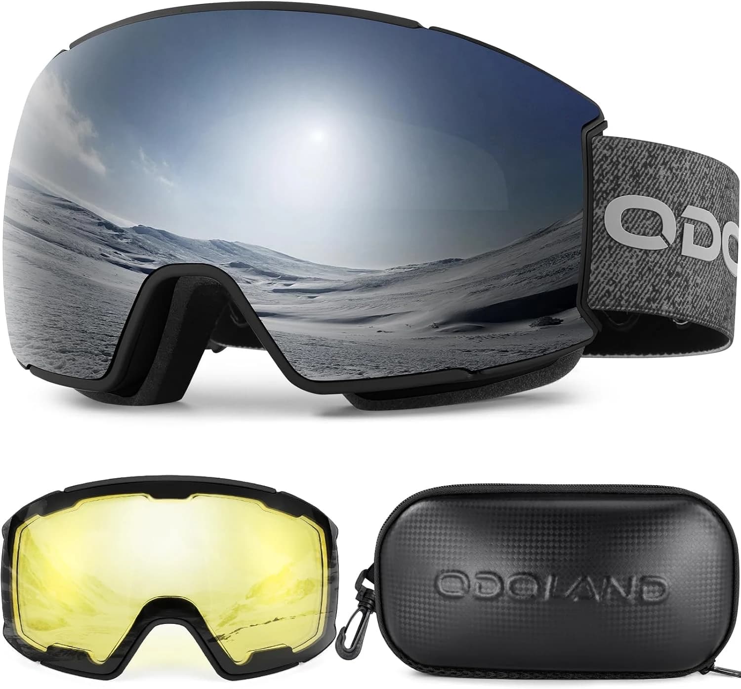 Odoland Kit de Gafas de Esquí con Lentes Magnéticas Intercambiables, Gafas Snowboard Antivaho y Protección UV para Adultos y Adolescentes, Compatible con Casco