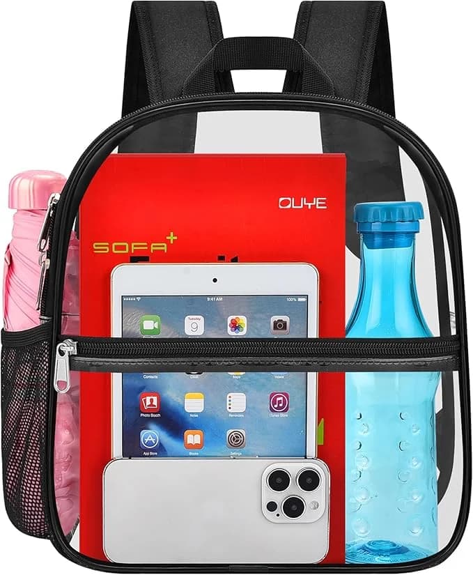 Oraben Mochila Transparente PVC — Aprobada Estadios y Museos