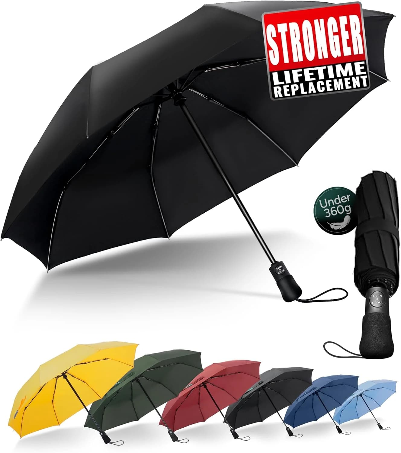 Paraguas Plegable Antiviento Hombres - Paraguas Resistente al Viento, Paraguas Automático Portátil Compacto de Viaje, Revestimiento de Tela 210T