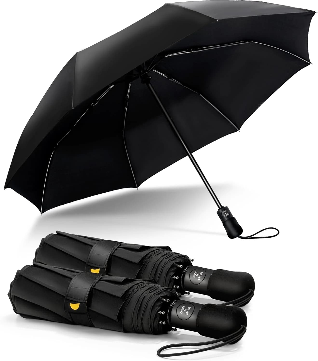 Paraguas Plegable Antiviento Hombres - Paraguas Resistente al Viento, Paraguas Automático Portátil Compacto de Viaje, Revestimiento de Tela 210T