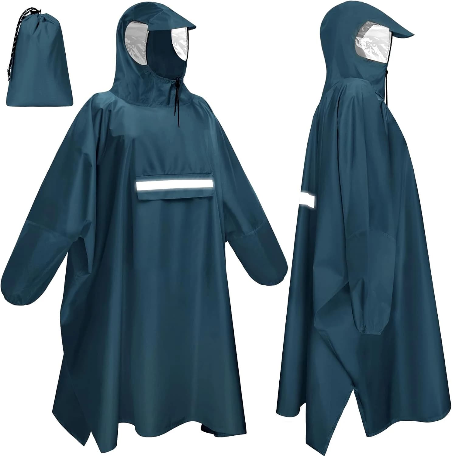 Poncho de Lluvia Impermeable Hombre Impermeable Mujer Lluvia con Capucha y Mangas Capa de Lluvia Reutilizable Chubasquero Impermeable Unisex para Senderismo Ciclismo Pesca