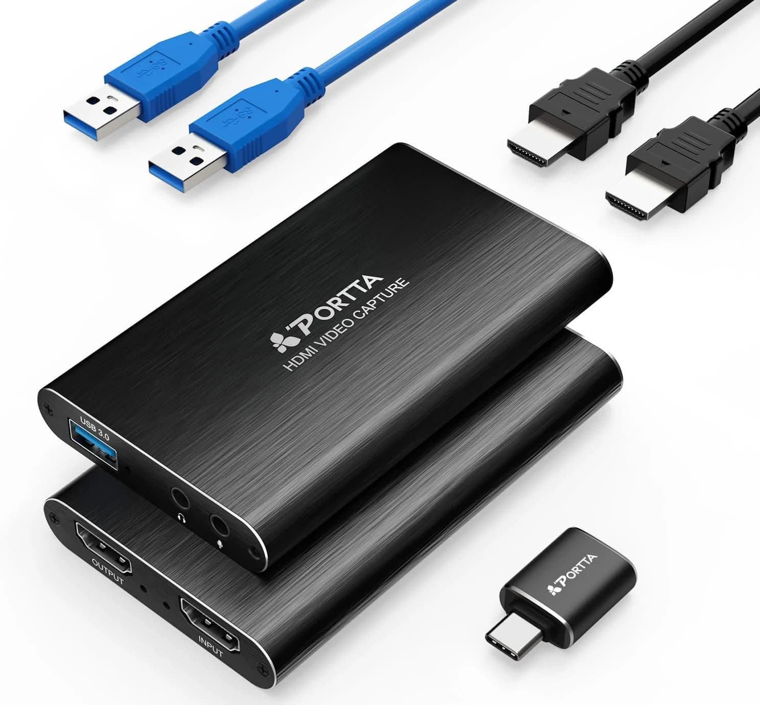 Portta Capturadora Video HDMI, Stream y Record in 1080P60 con Ultra-Low Latency, 4K HDMI in/Loop out, USB 3.0 a PC Compatible con Nintendo Switch 2/PS4/PS5/Xbox/OBS