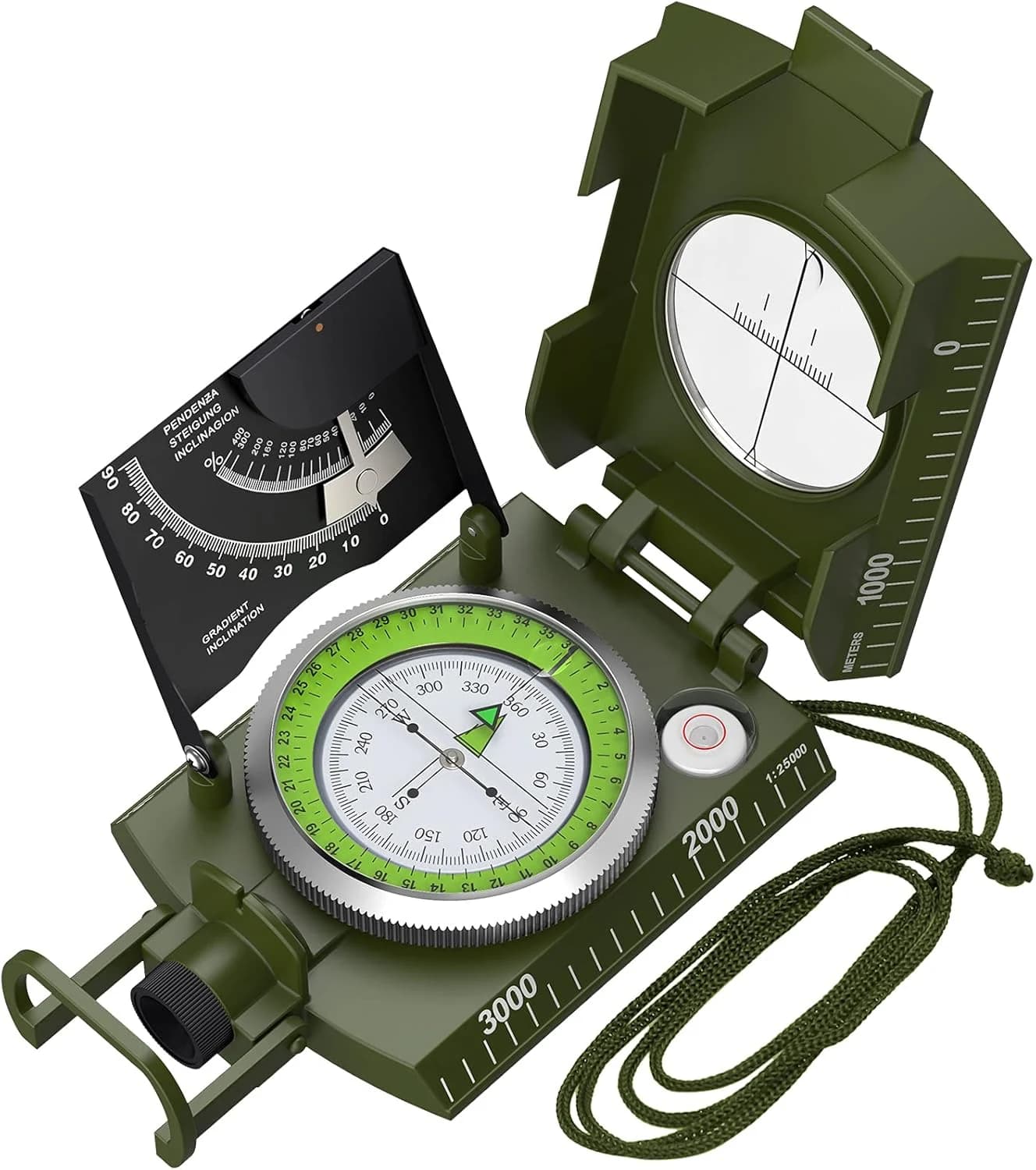 Proster Brújula Profesional con Clinómetro Brújula Militar Impermeable con Bolsa de Transporte para Camping Senderismo Caza Actividades al Aire Libre