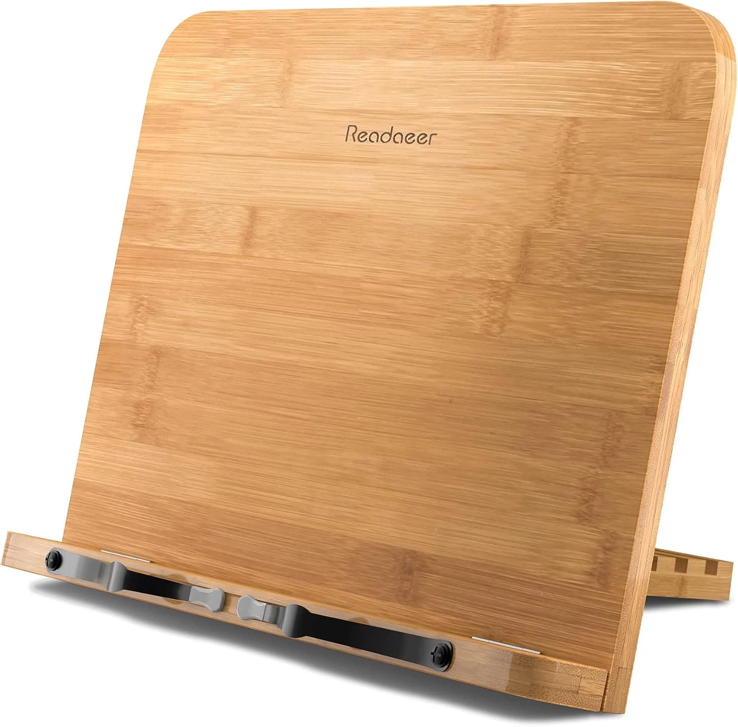 READAEER Atril para libros de cocina, soporte plegable de bambú con 6 alturas ajustables